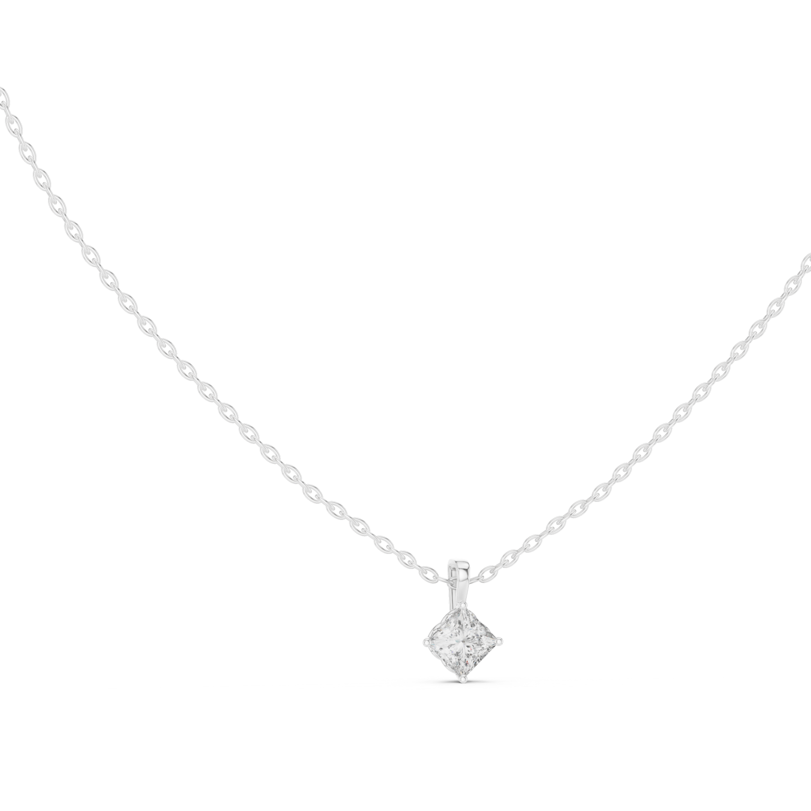  White Gold Ethereal Ripple Solitaire Pendant Left View
