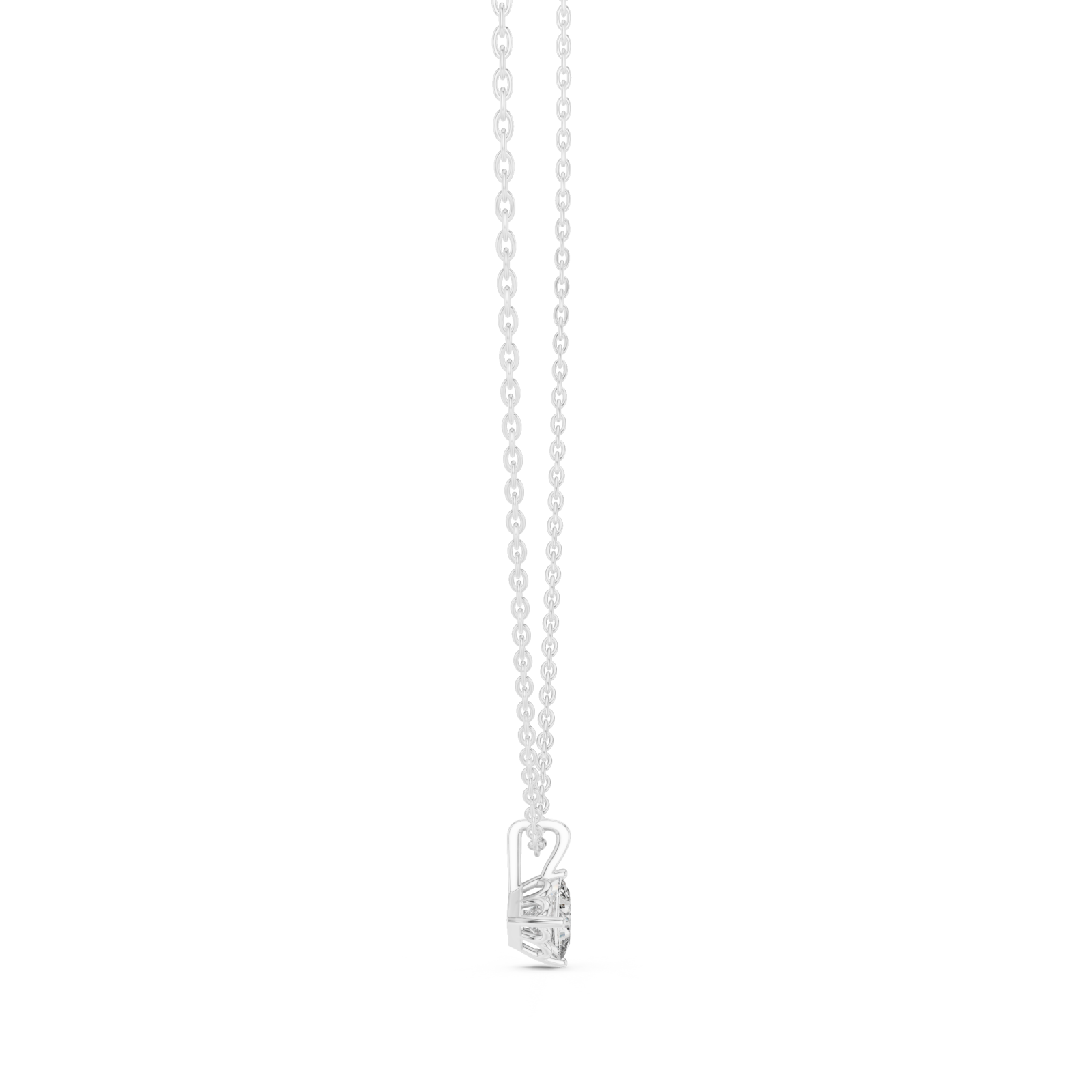  White Gold Ethereal Ripple Solitaire Pendant Side View