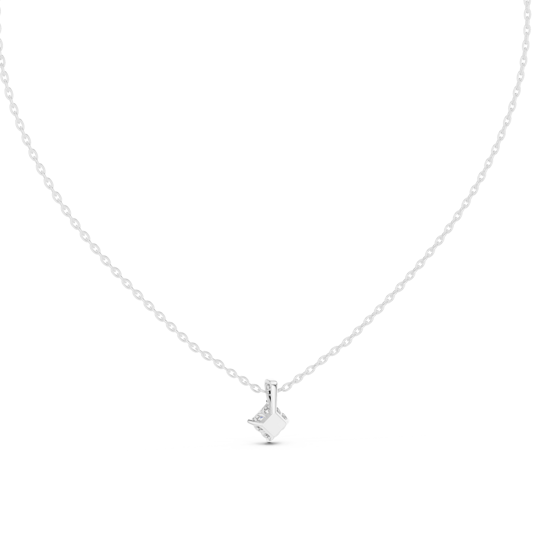  White Gold Ethereal Ripple Solitaire Pendant Right View