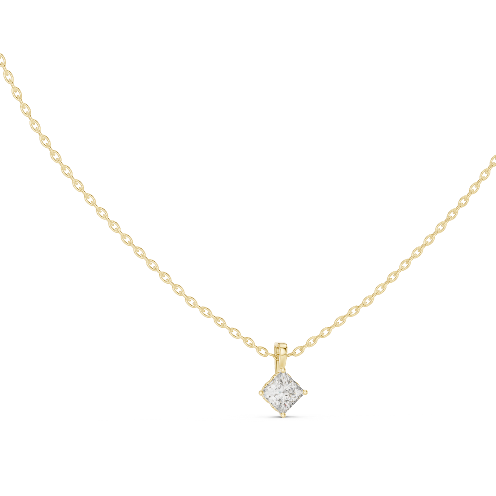  Gold Ethereal Ripple Solitaire Pendant Left View