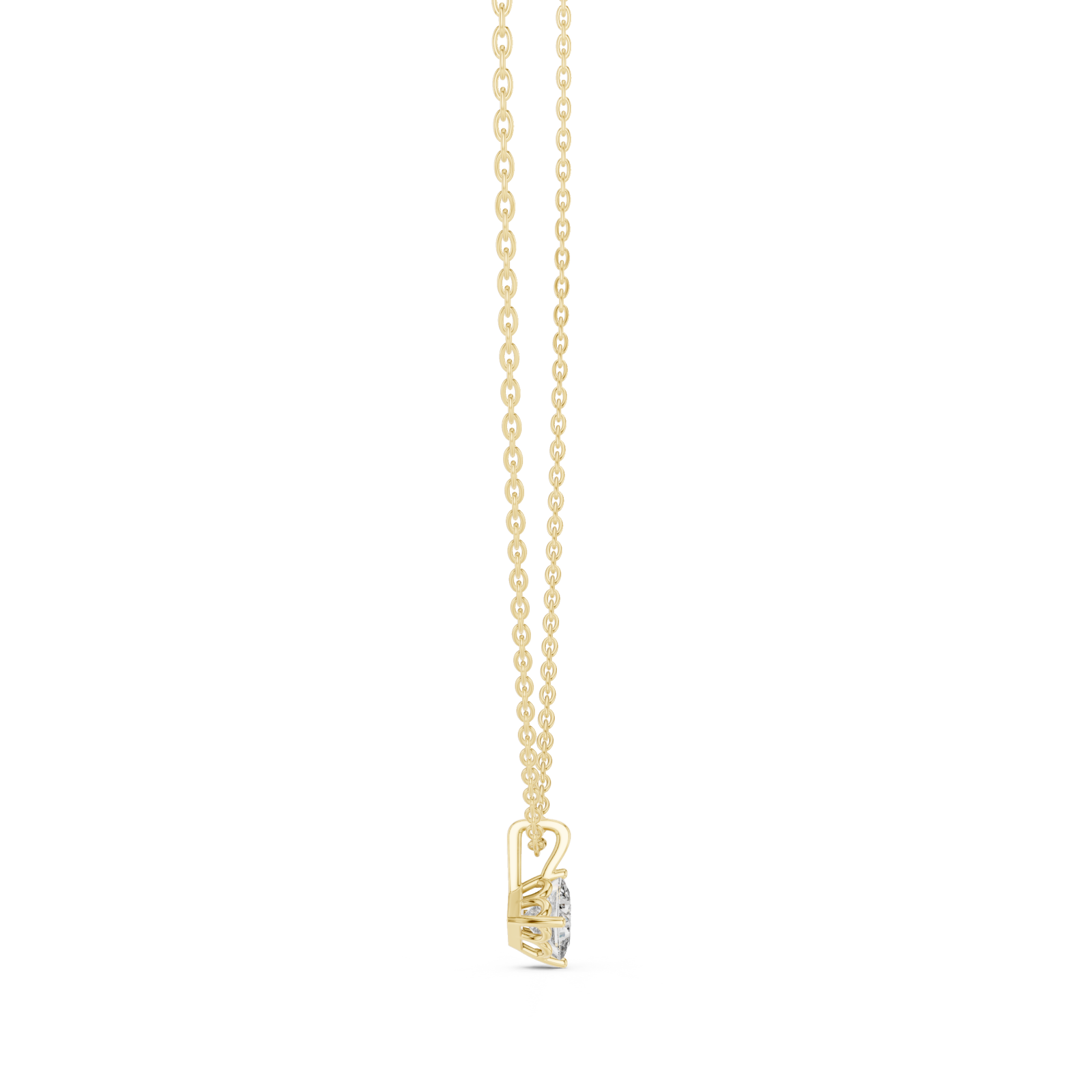  Gold Ethereal Ripple Solitaire Pendant Side View