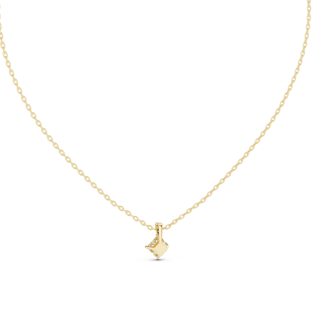 Gold Ethereal Ripple Solitaire Pendant Right View