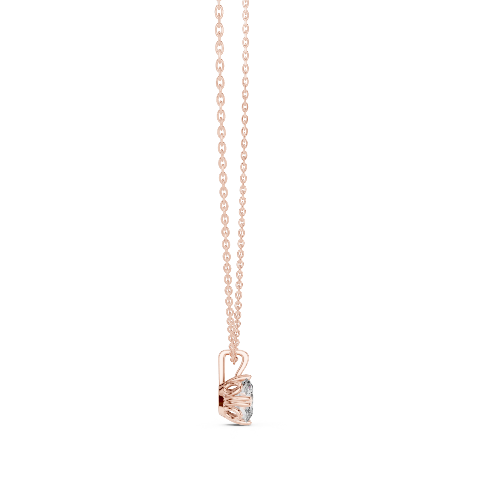  Rose Gold Celestial Serene Solitaire Necklace Side View