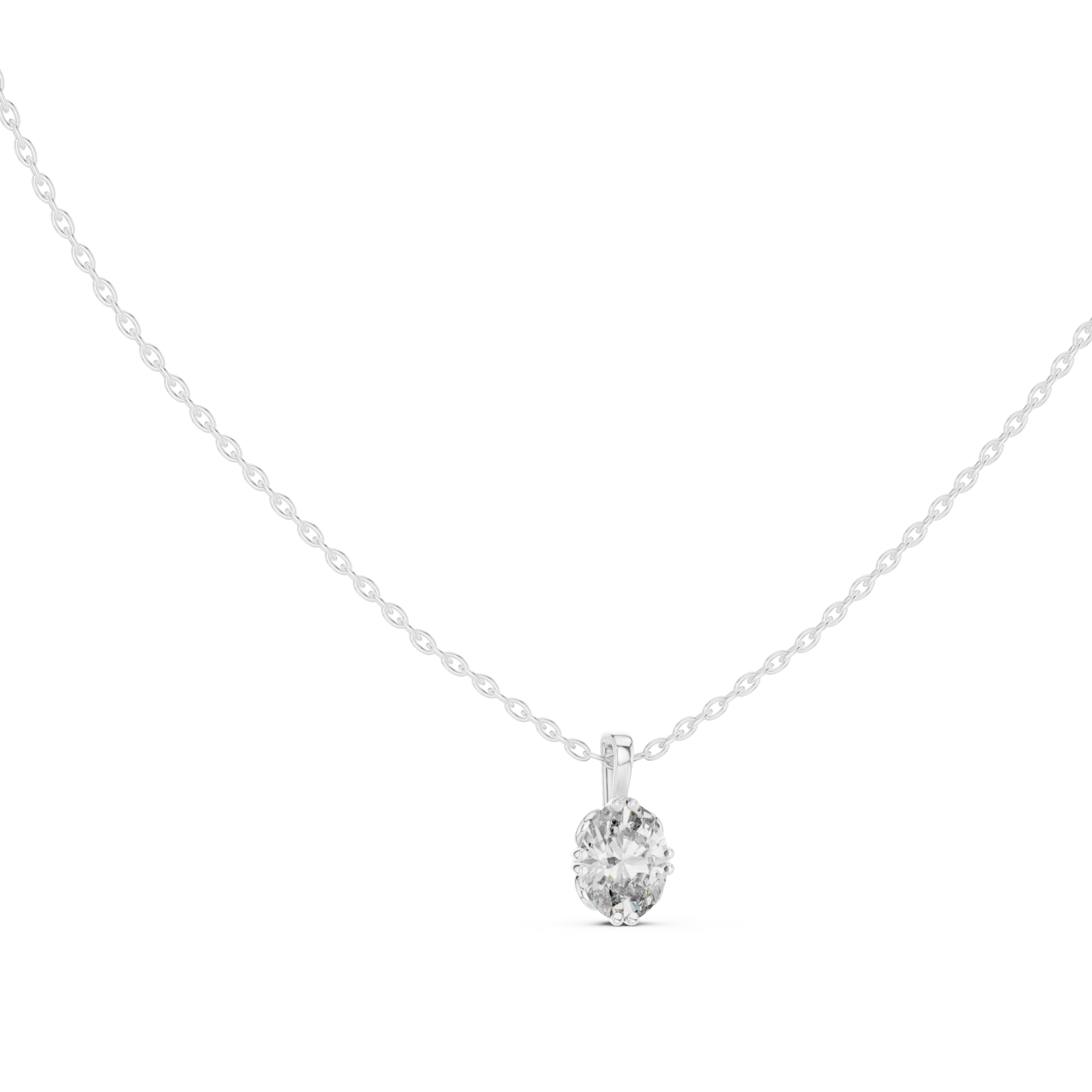  White Gold Celestial Serene Solitaire Necklace Left View