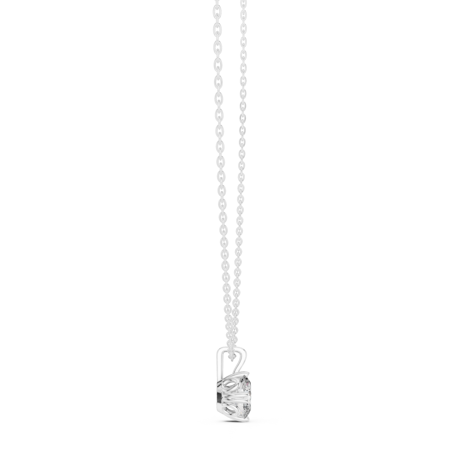  White Gold Celestial Serene Solitaire Necklace Side View