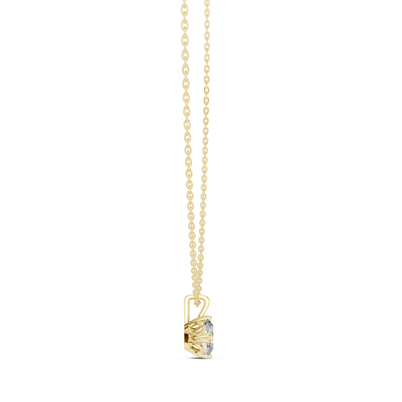  Gold Celestial Serene Solitaire Necklace Side View