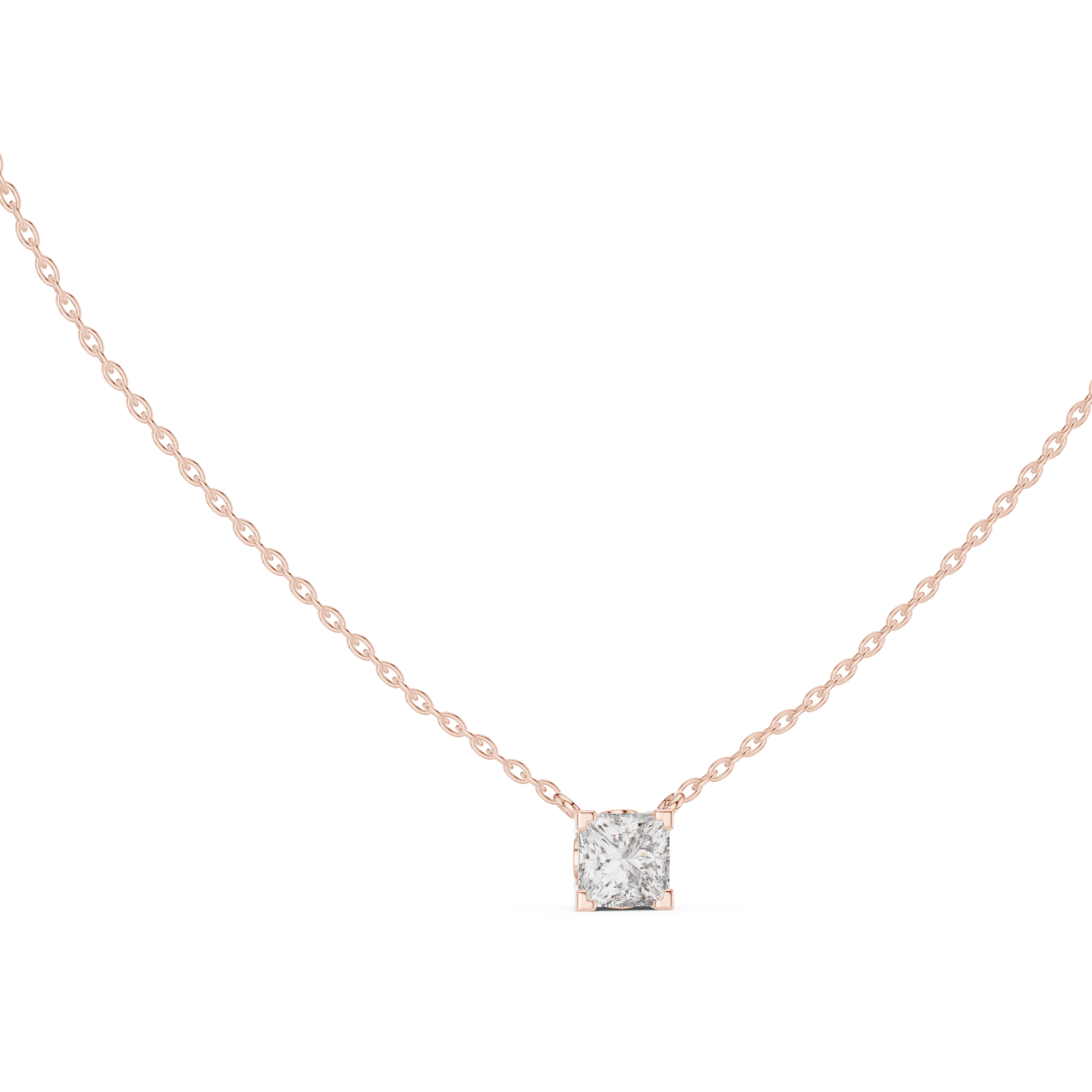  Rose Gold Radiant Cascade Classic Chain Necklace Left View