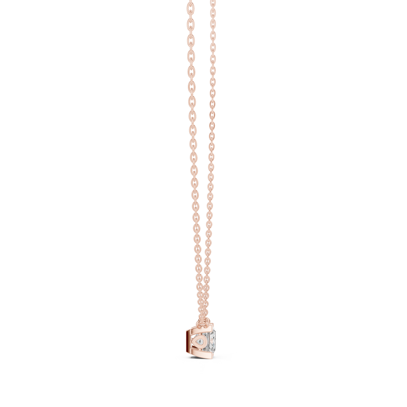  Rose Gold Radiant Cascade Classic Chain Necklace Side View