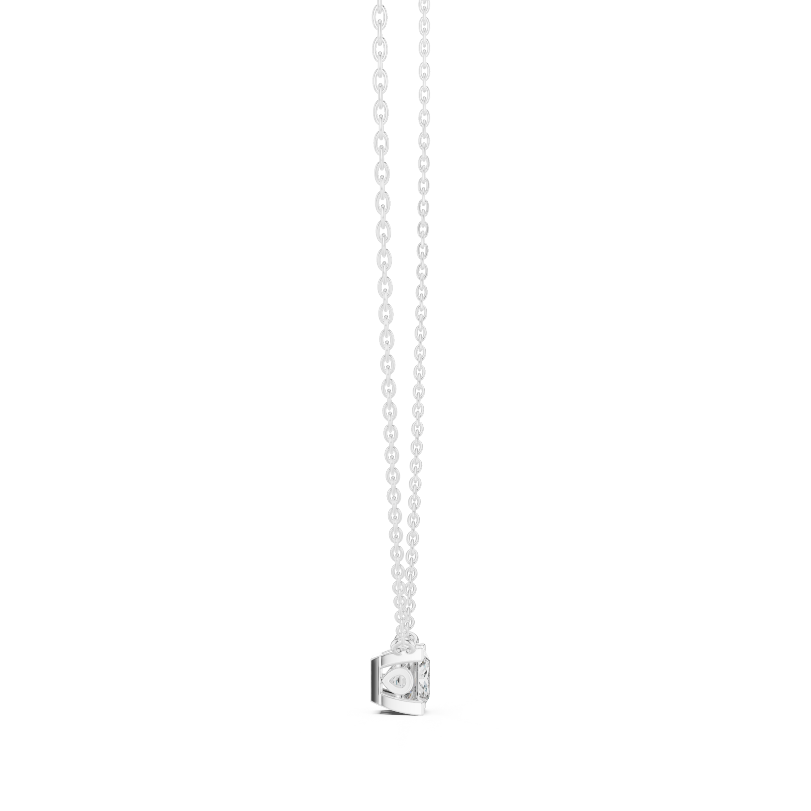  White Gold Radiant Cascade Classic Chain Necklace Side View