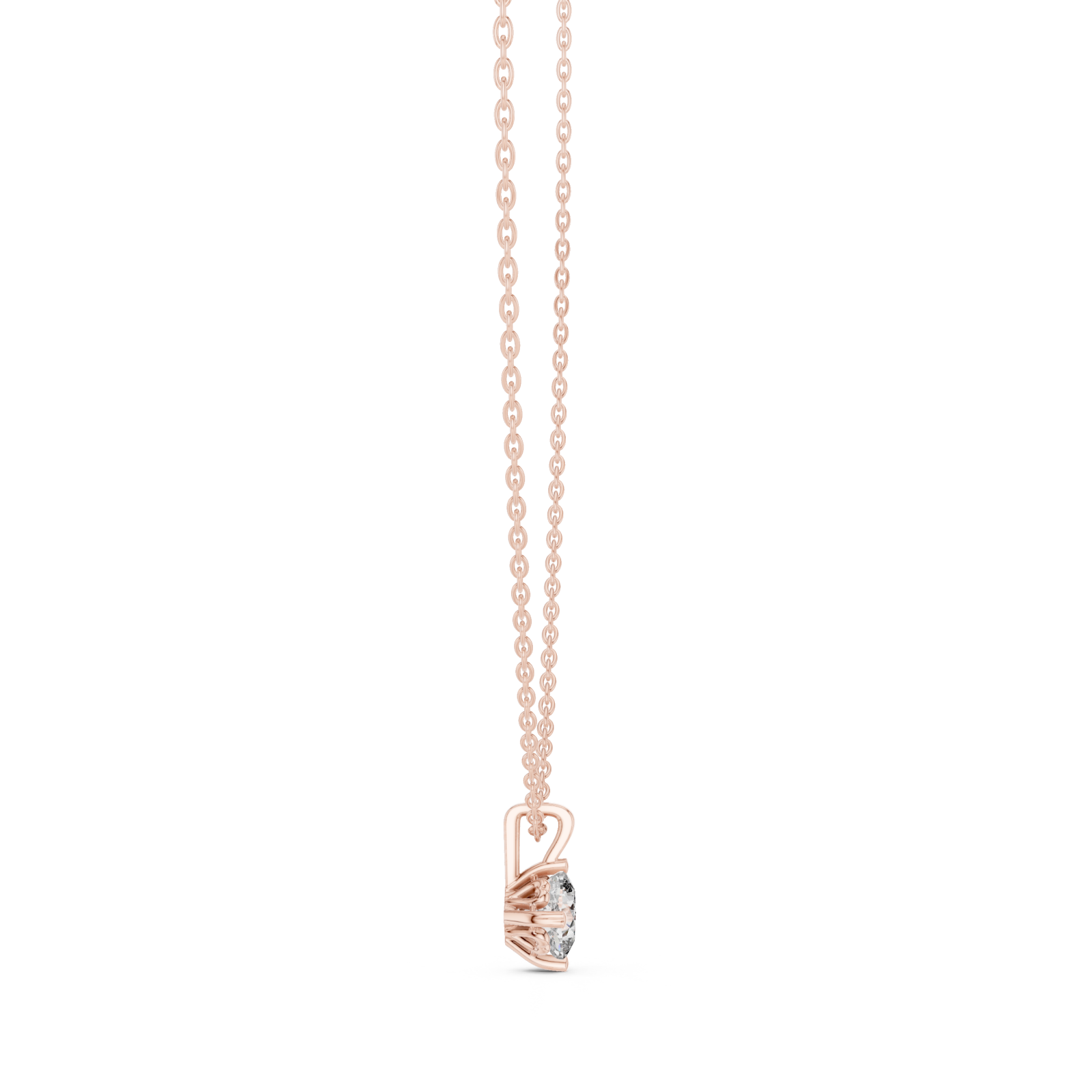  Rose Gold Pure Morning Glow Solitaire Pendant Side View