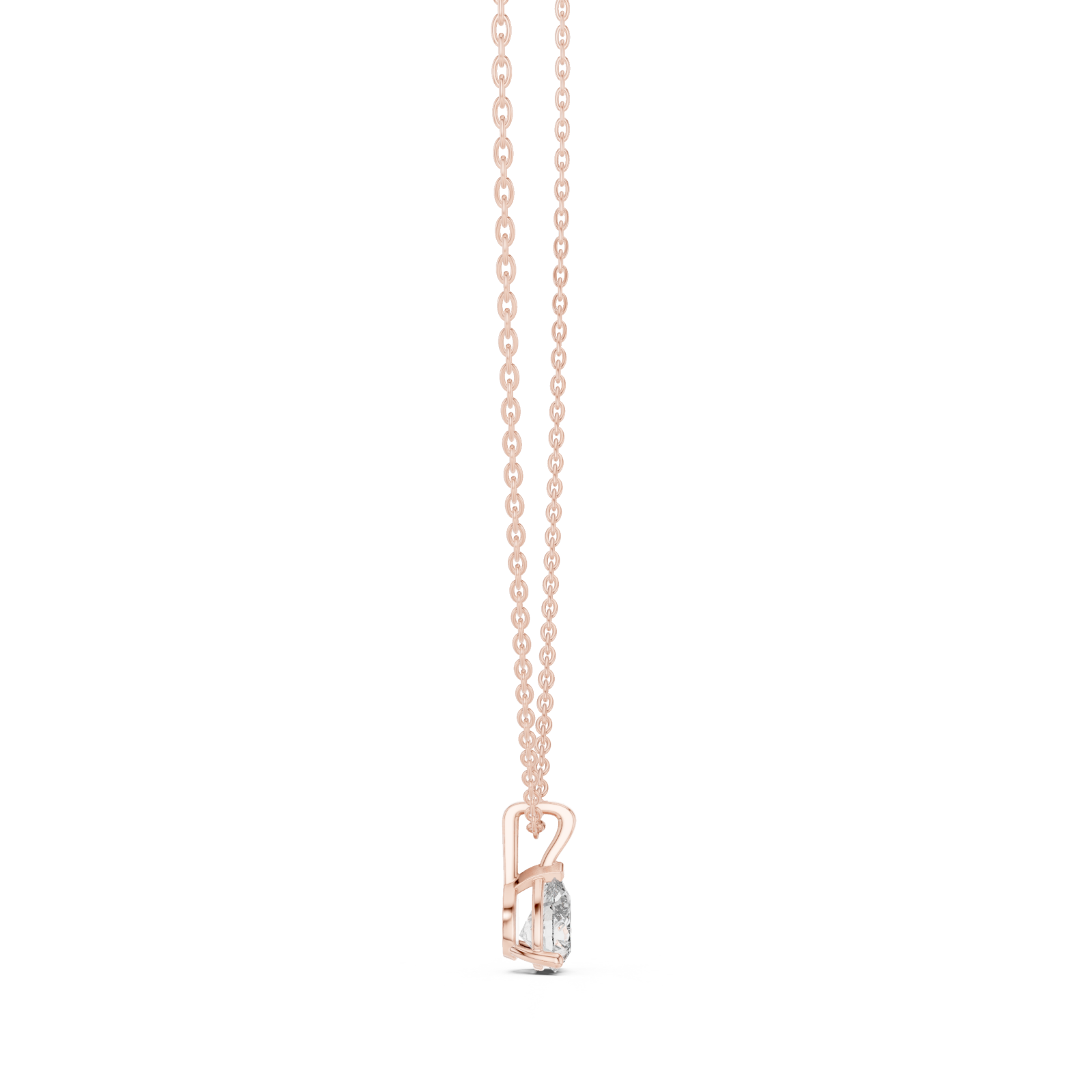  Rose Gold Luminous Whisper Solitaire Pendant Side View