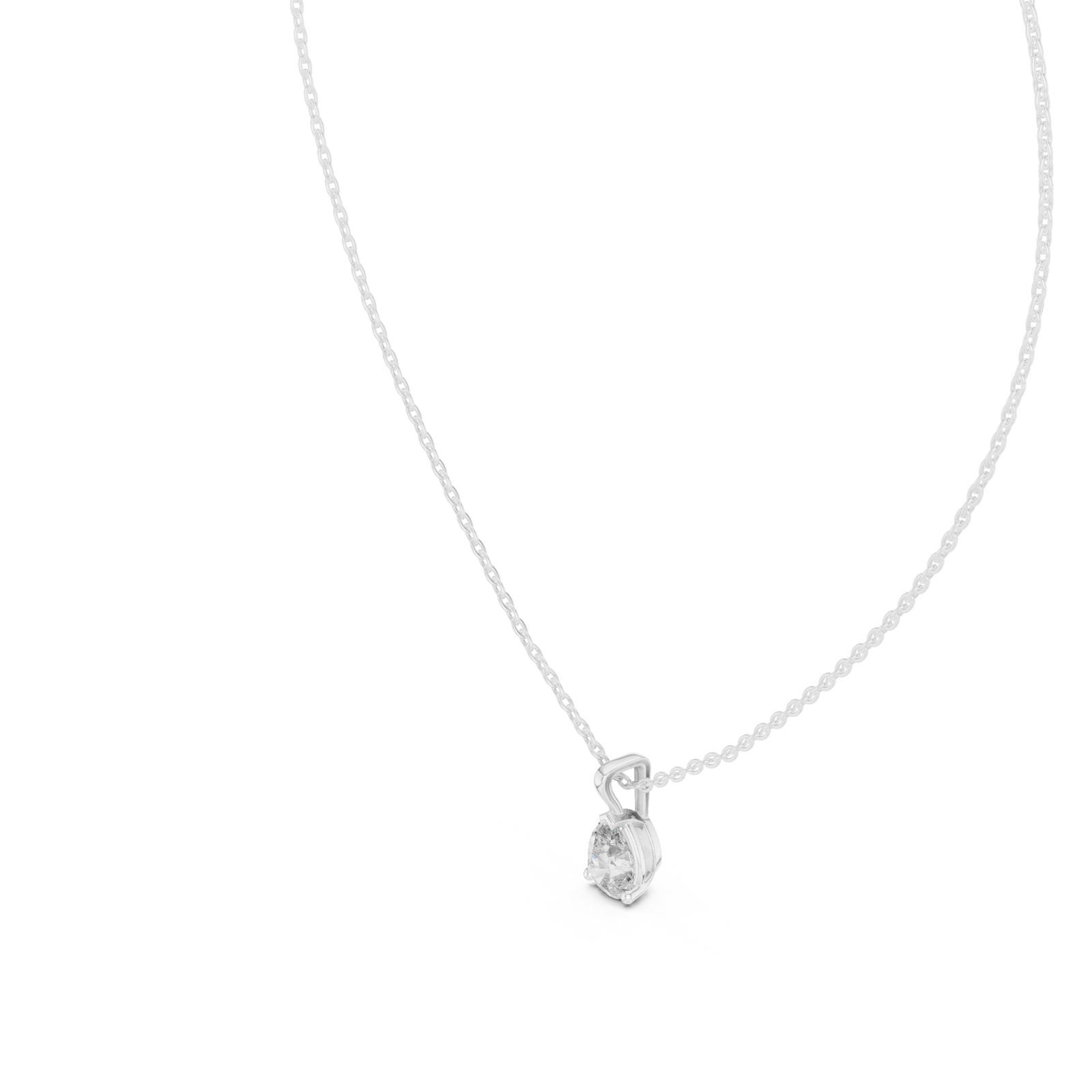  White Gold Luminous Whisper Solitaire Pendant Right View