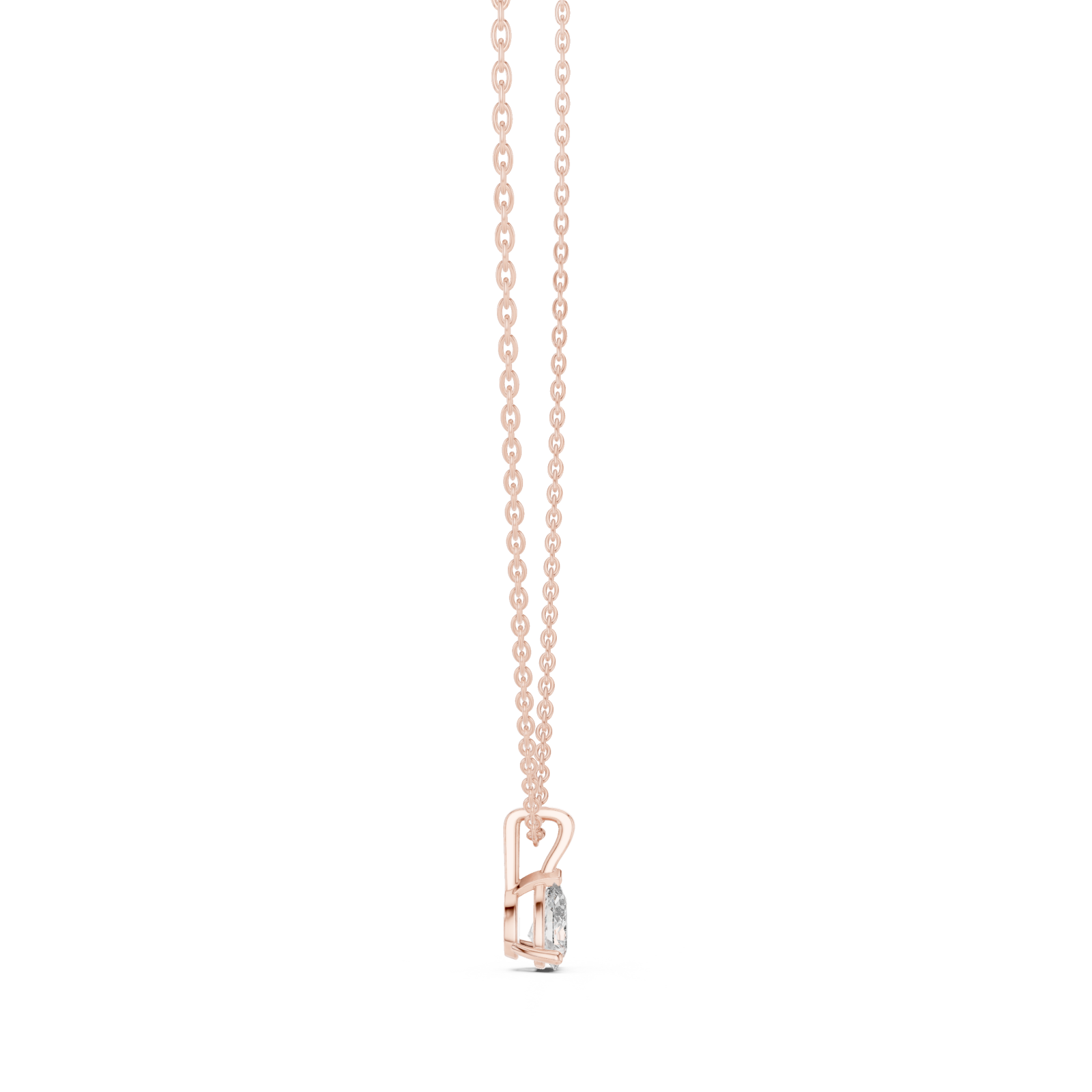  Rose Gold Serene Loop Solitaire Necklace Side View