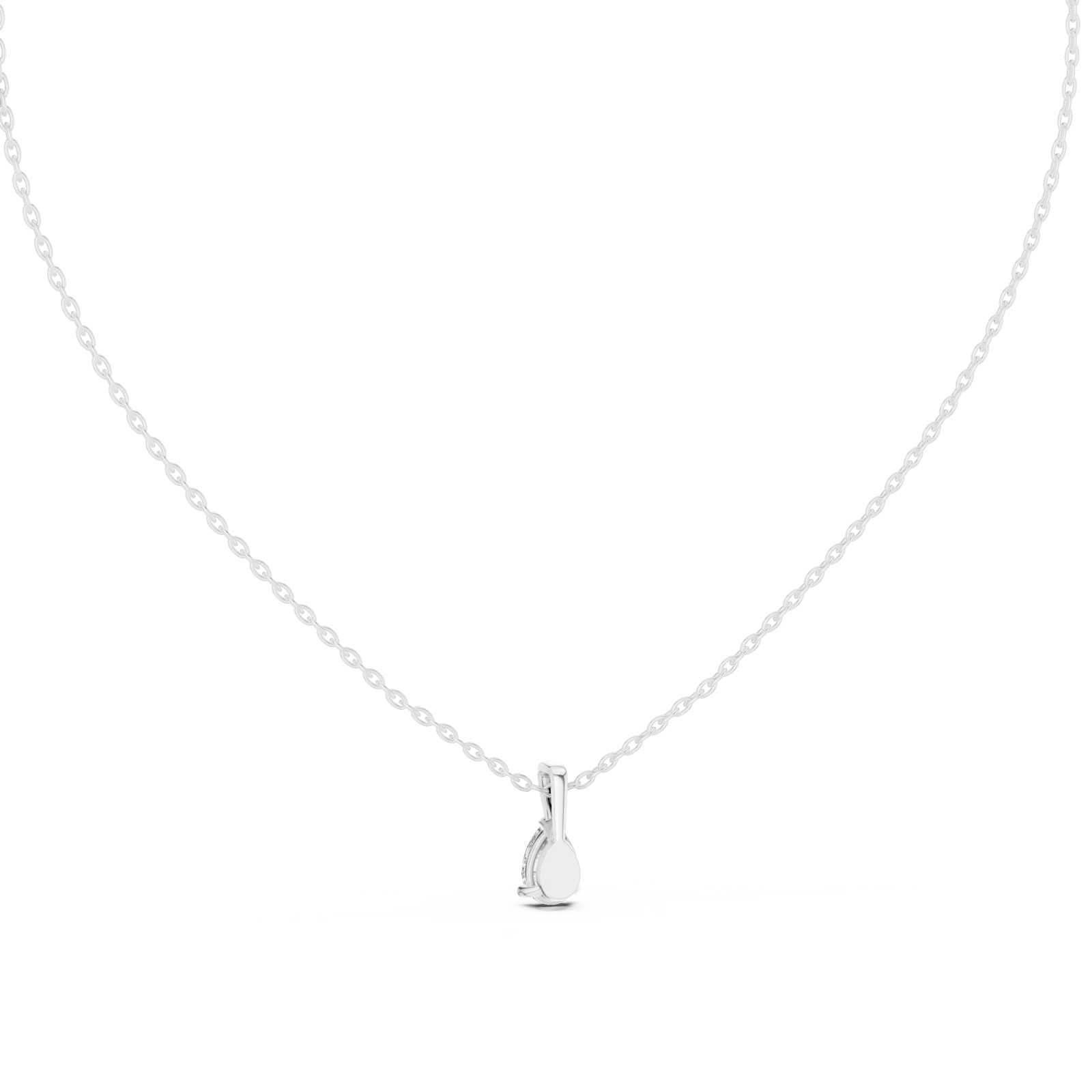  White Gold Serene Loop Solitaire Necklace Front View
