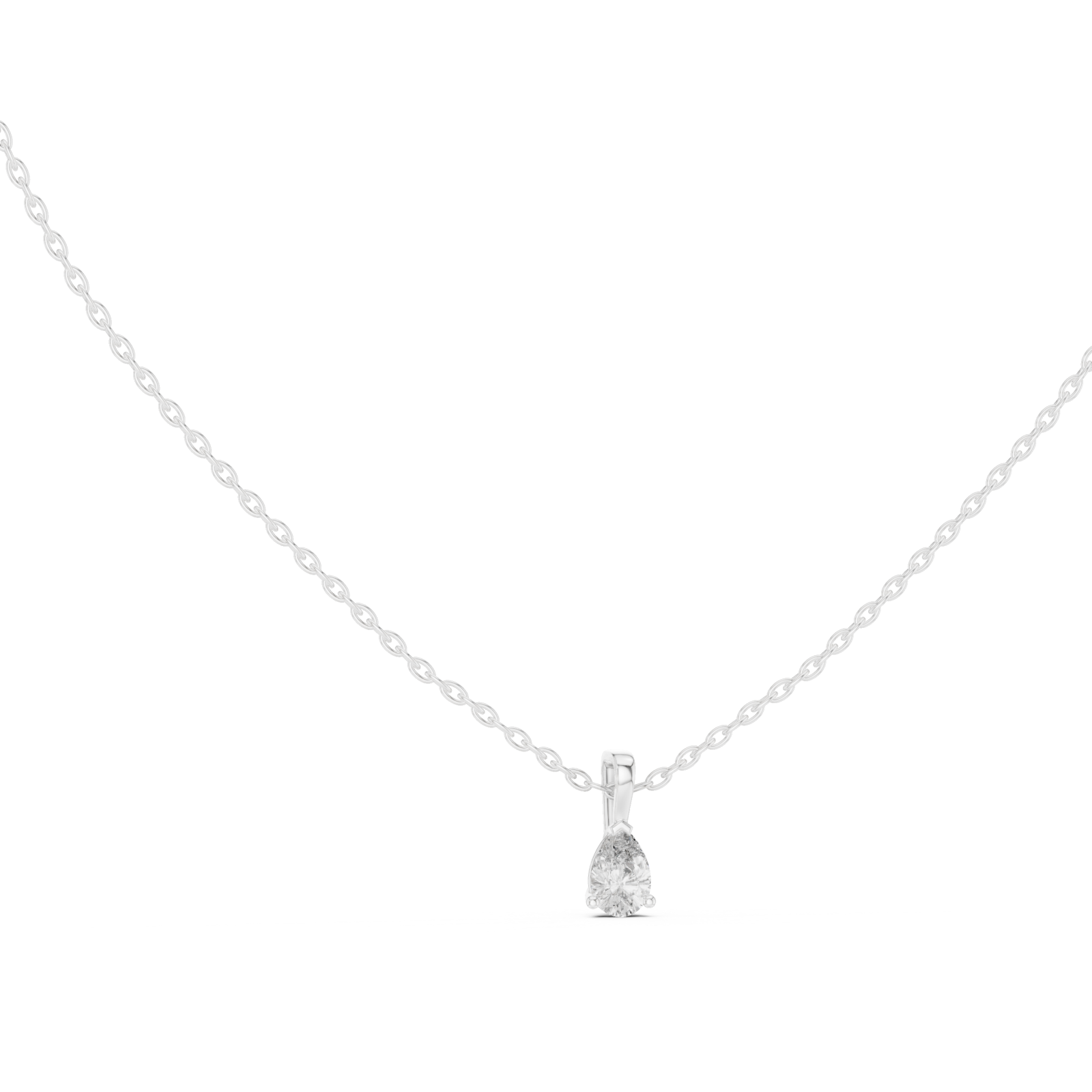  White Gold Serene Tides Oval Pendant Necklace Left View