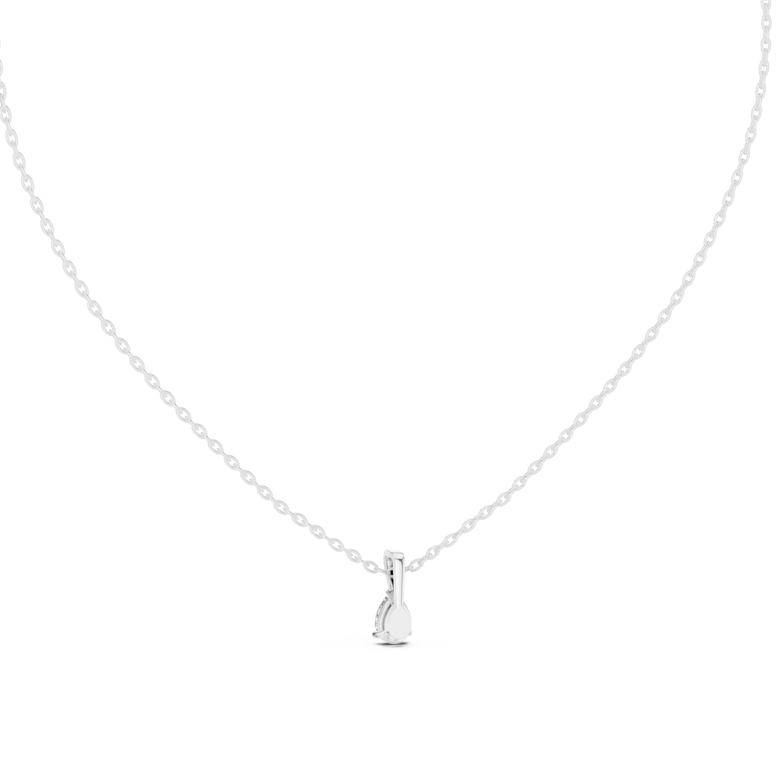  White Gold Serene Tides Oval Pendant Necklace Front View