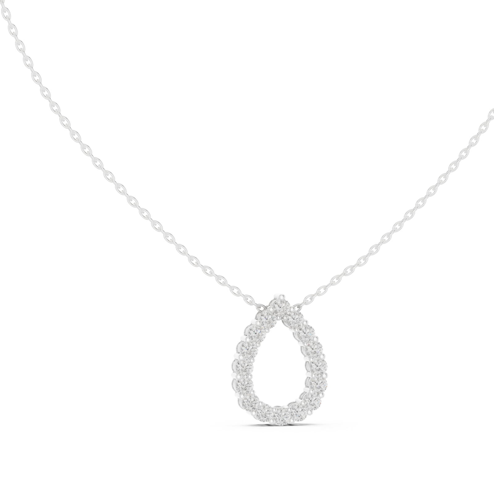  White Gold Serene Radiance Loop Chain Necklace Left View