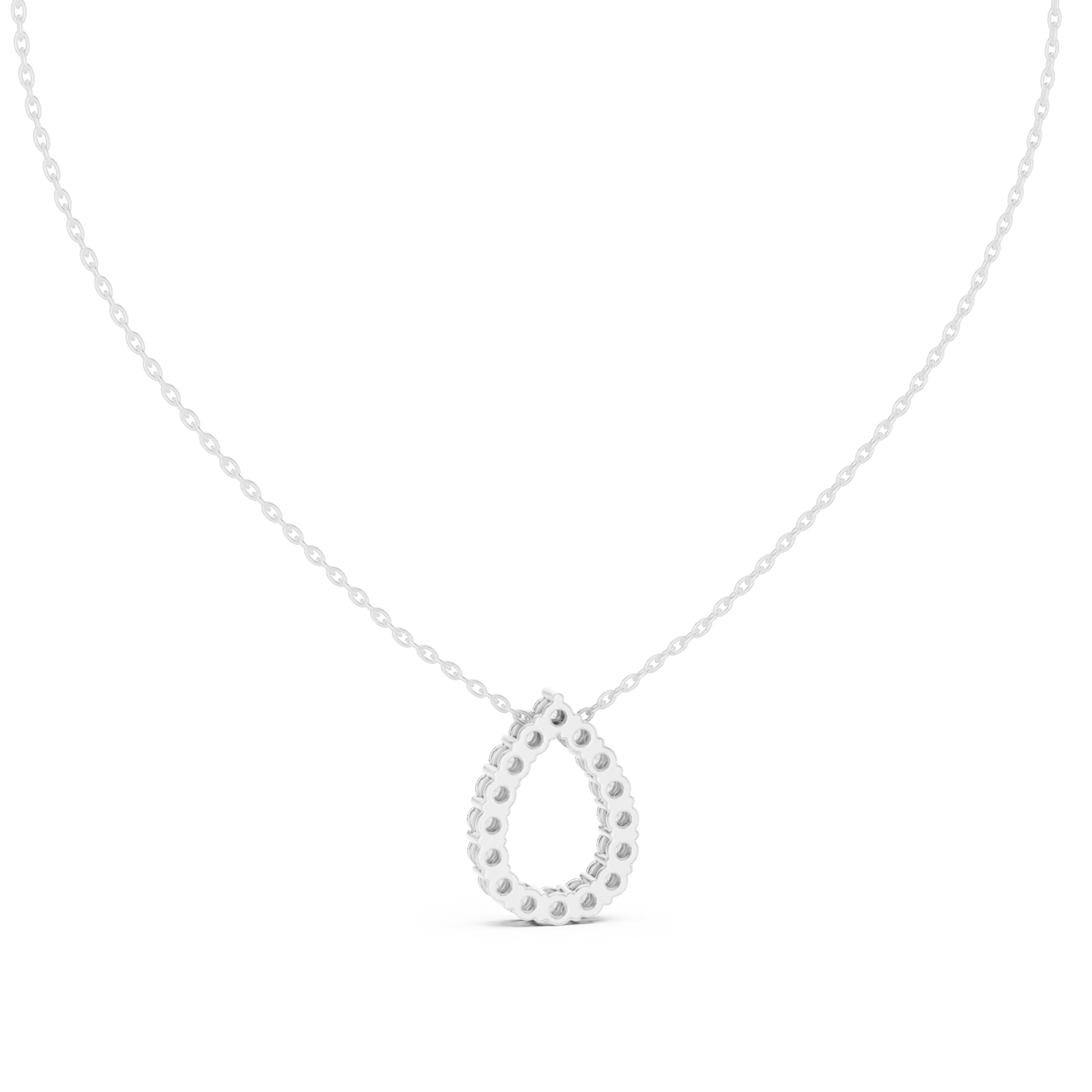  White Gold Serene Radiance Loop Chain Necklace Front View