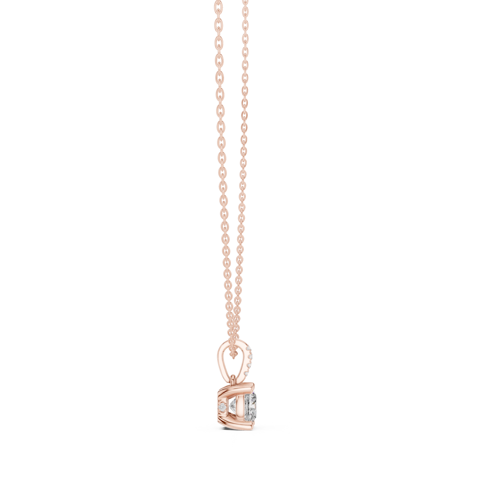  Rose Gold Serenity Heart Pendant Side View
