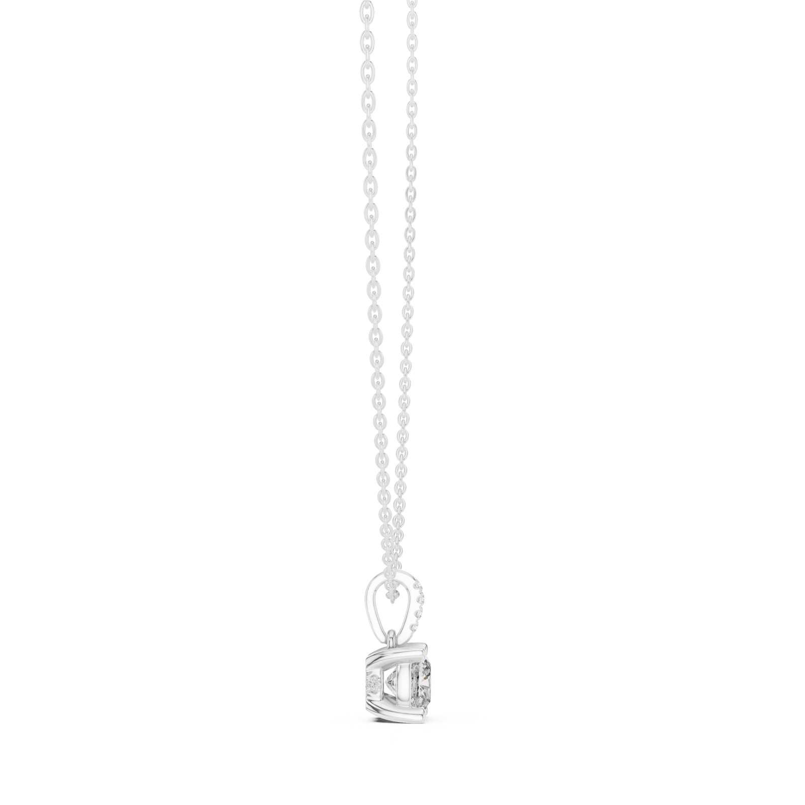  White Gold Serenity Heart Pendant Side View