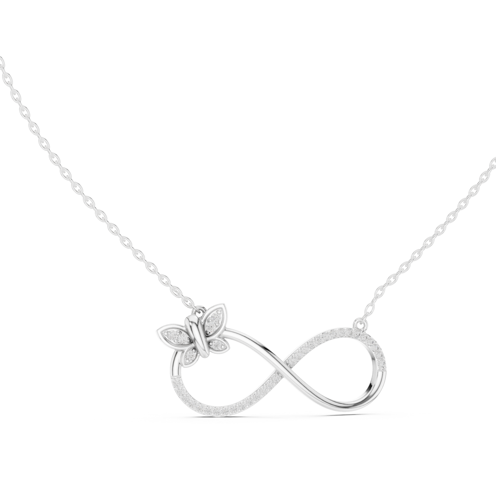  White Gold Celestial Embrace Dual Loop Pendant Left View