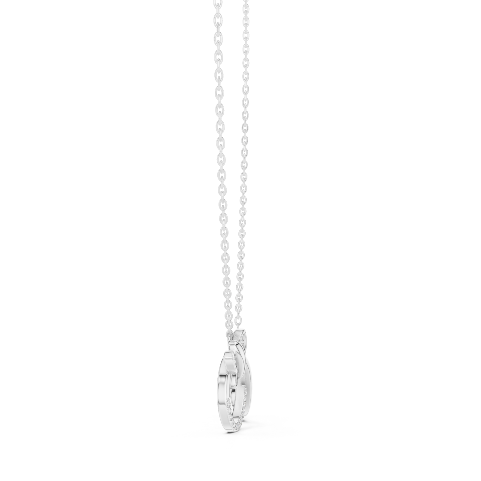  White Gold Celestial Embrace Dual Loop Pendant Side View