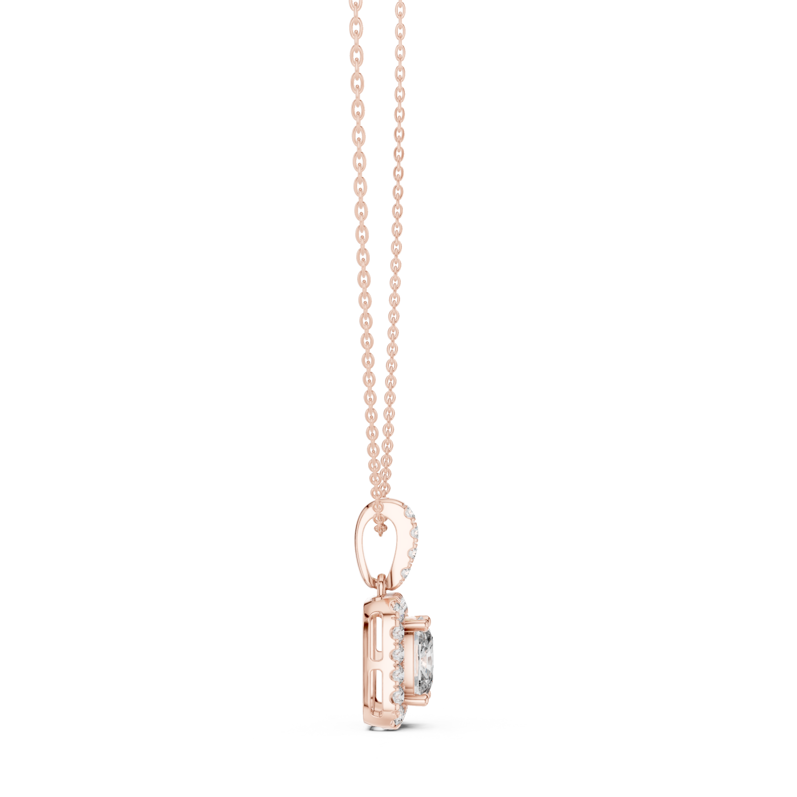  Rose Gold Eternal Charm Radiant Pendant Side View
