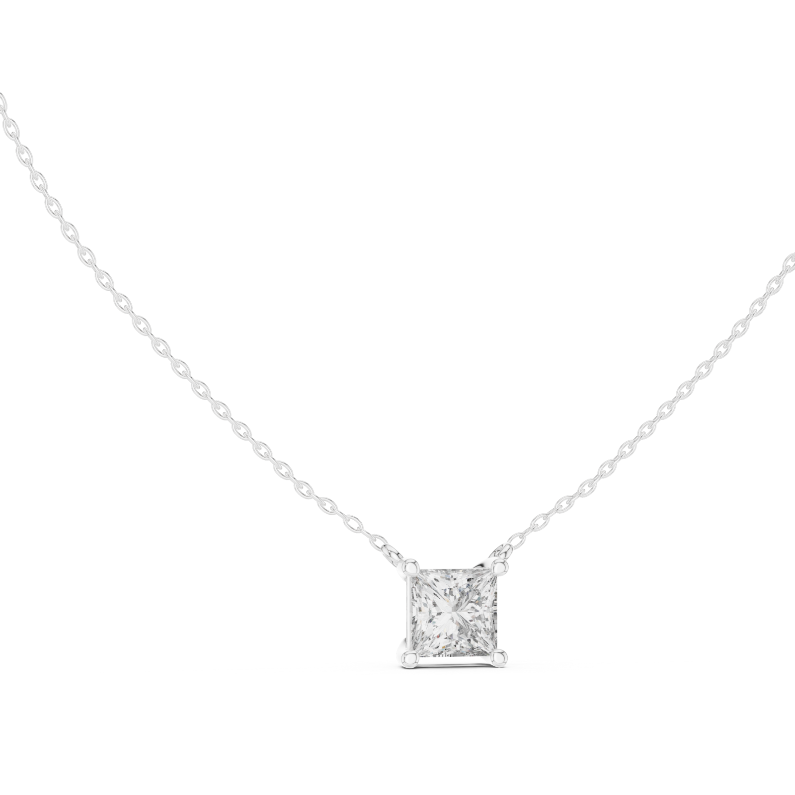 White Gold Radiant Clarity Solo Necklace Left View
