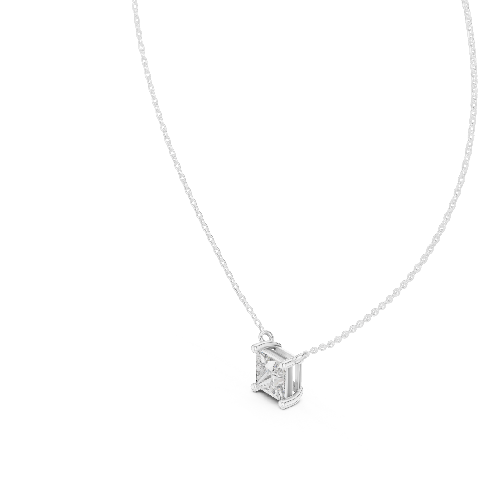 White Gold Radiant Clarity Solo Necklace Right View