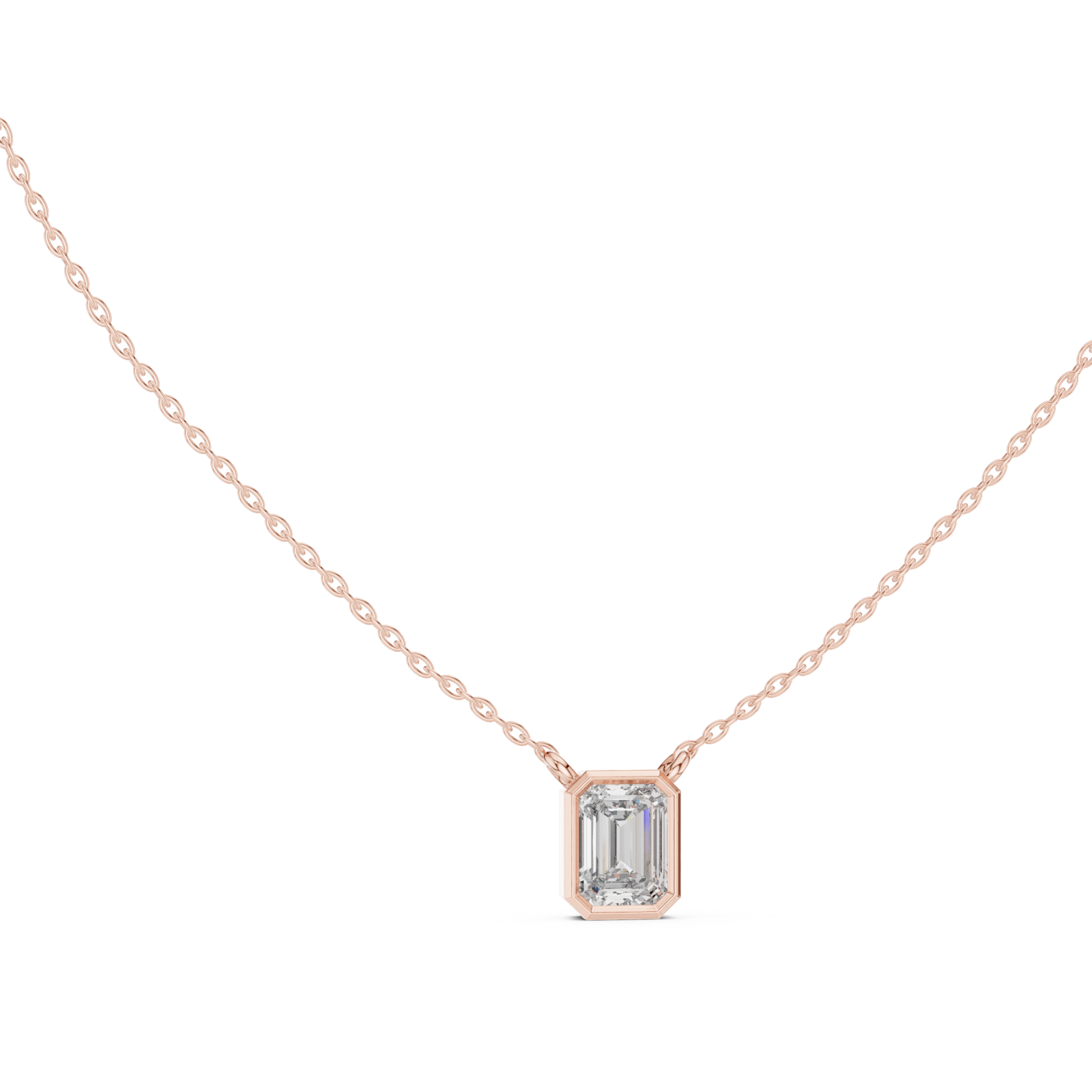  Rose Gold Radiant Whisper Classic Bar Pendant Necklace Left View