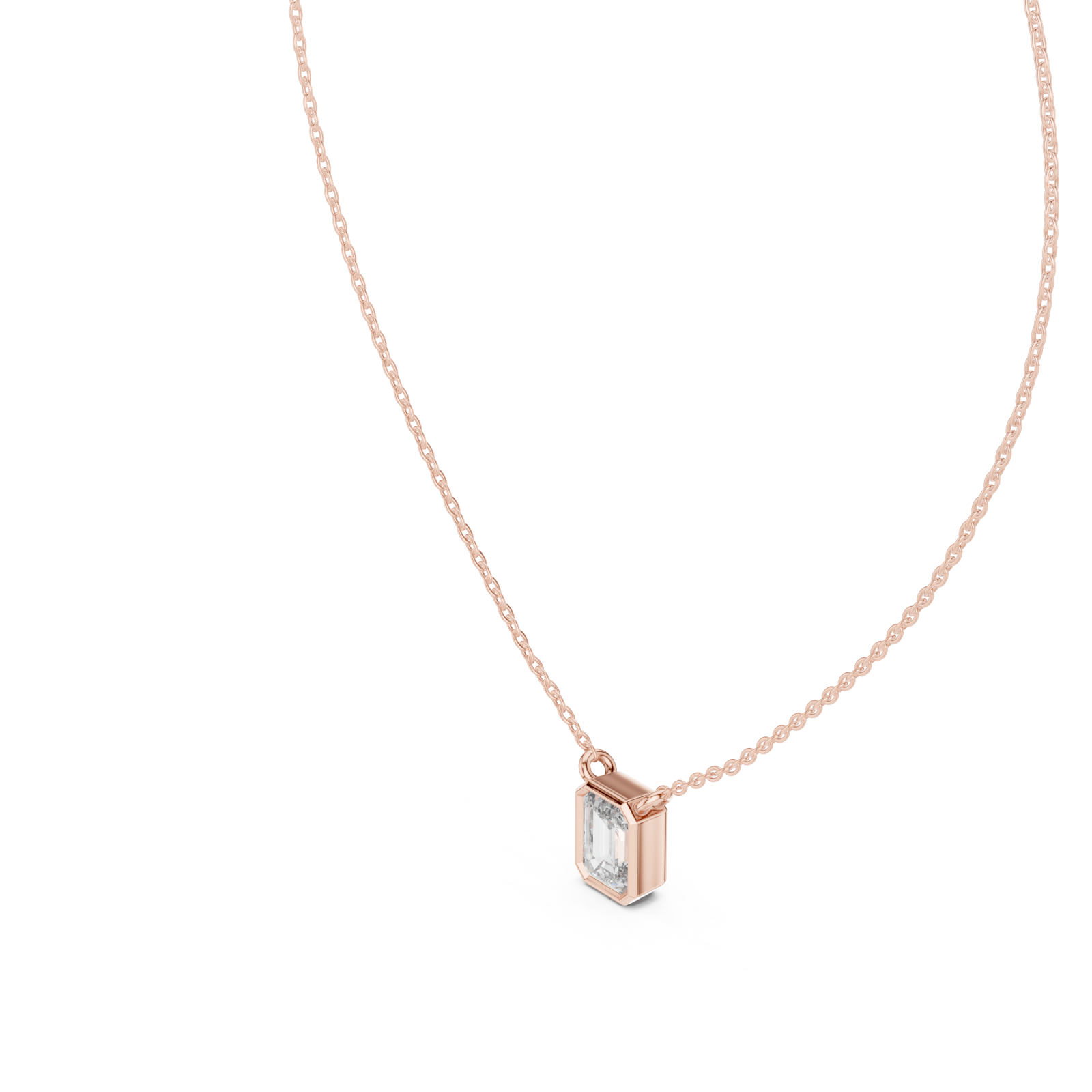  Rose Gold Radiant Whisper Classic Bar Pendant Necklace Right View