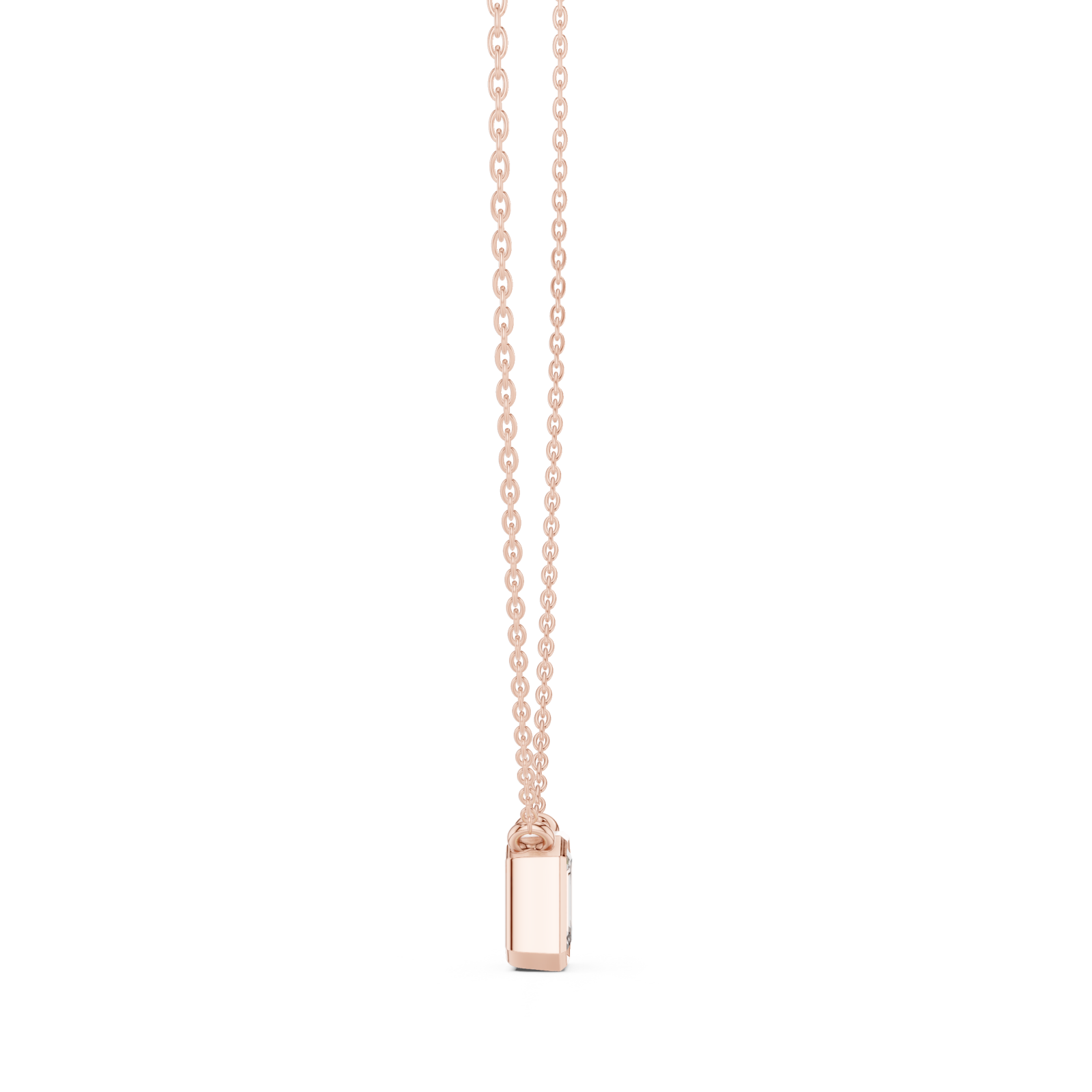  Rose Gold Radiant Whisper Classic Bar Pendant Necklace Side View