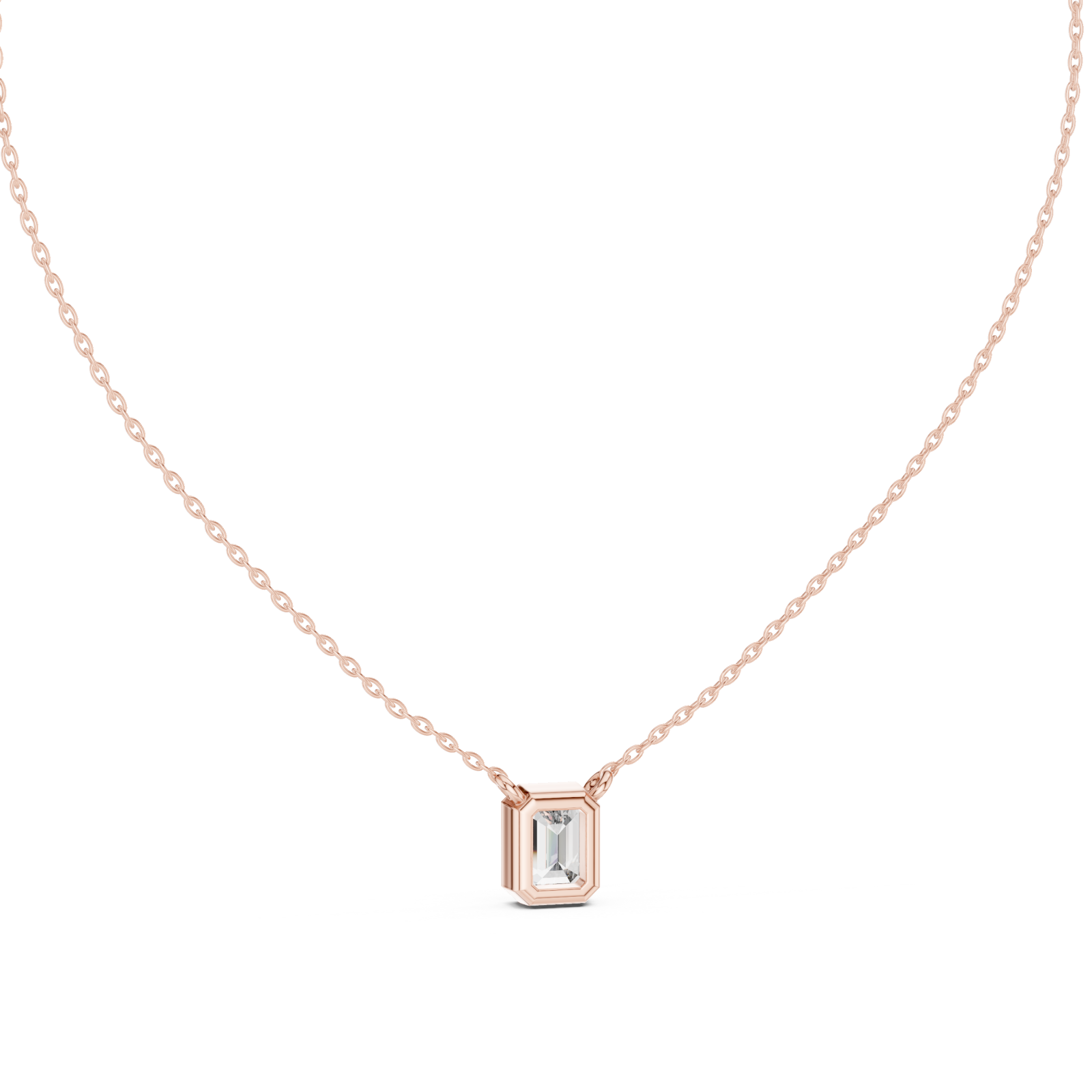  Rose Gold Radiant Whisper Classic Bar Pendant Necklace Front View