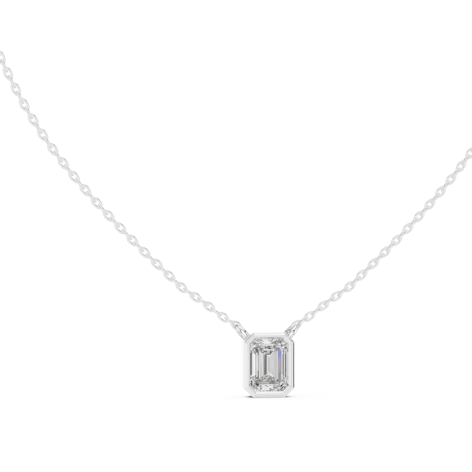  White Gold Radiant Whisper Classic Bar Pendant Necklace Left View