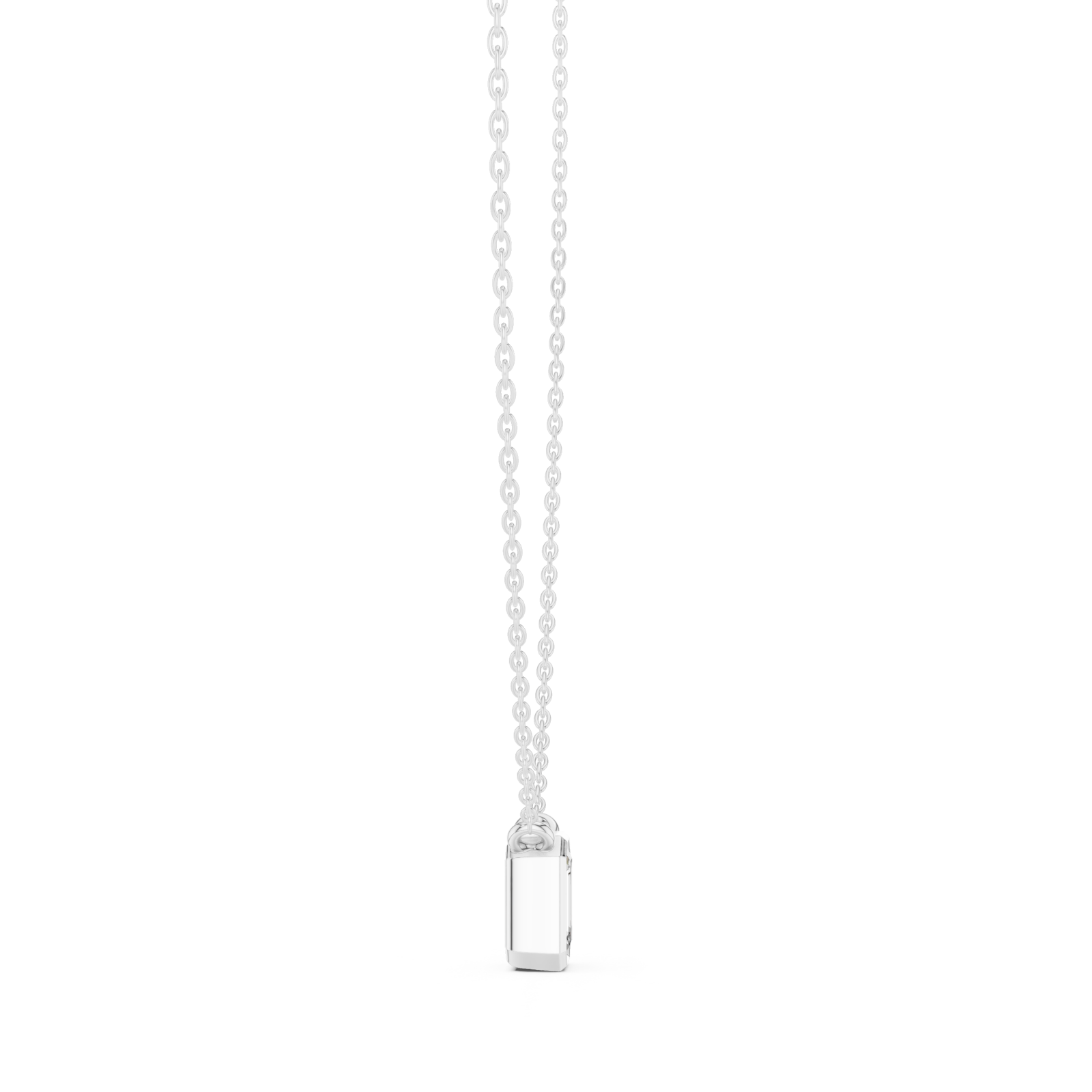  White Gold Radiant Whisper Classic Bar Pendant Necklace Side View