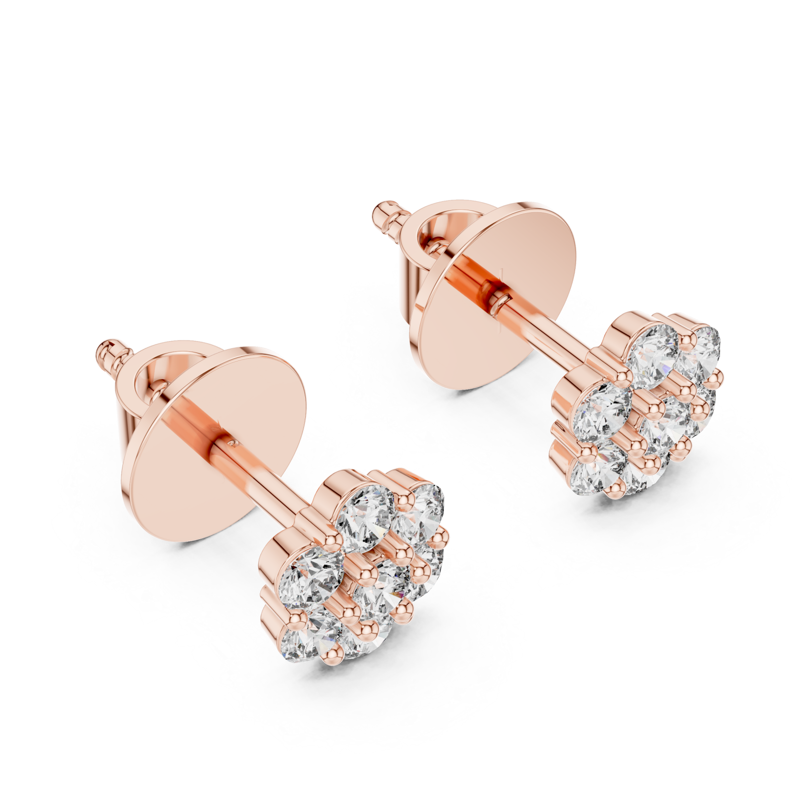  Rose Gold Petal Whisper Sparkle Stud Earrings Right View