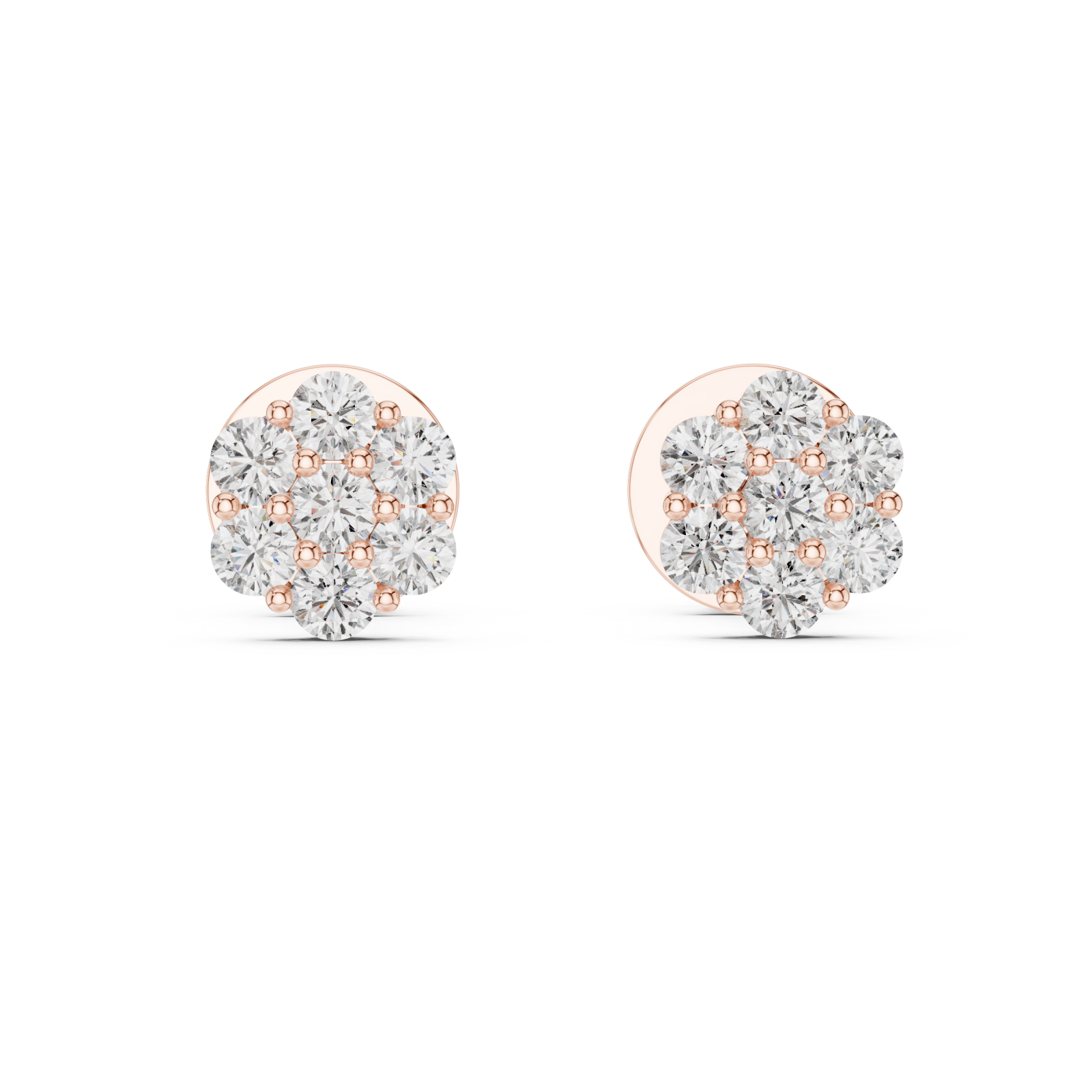  Rose Gold Petal Whisper Sparkle Stud Earrings Front View