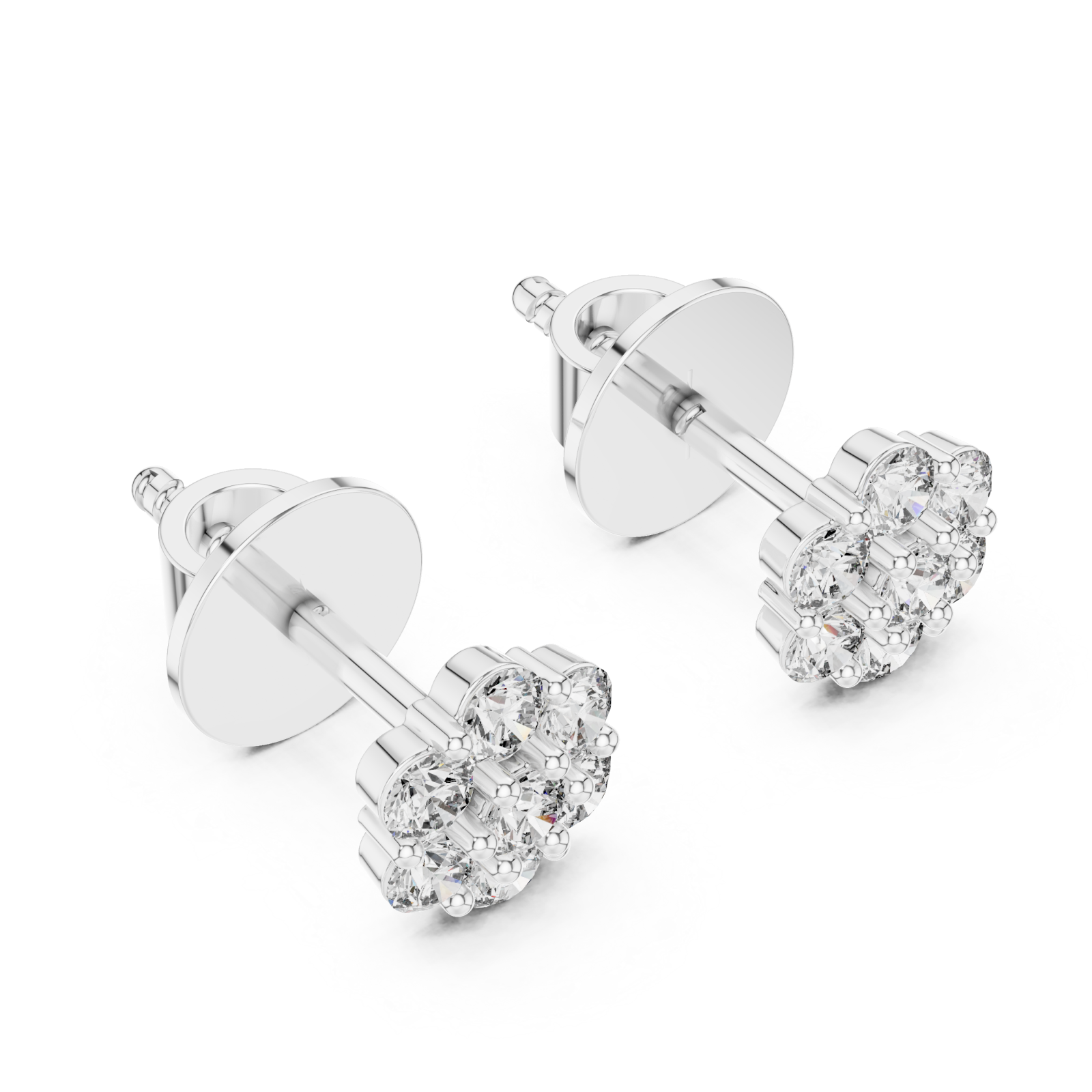  White Gold Petal Whisper Sparkle Stud Earrings Right View