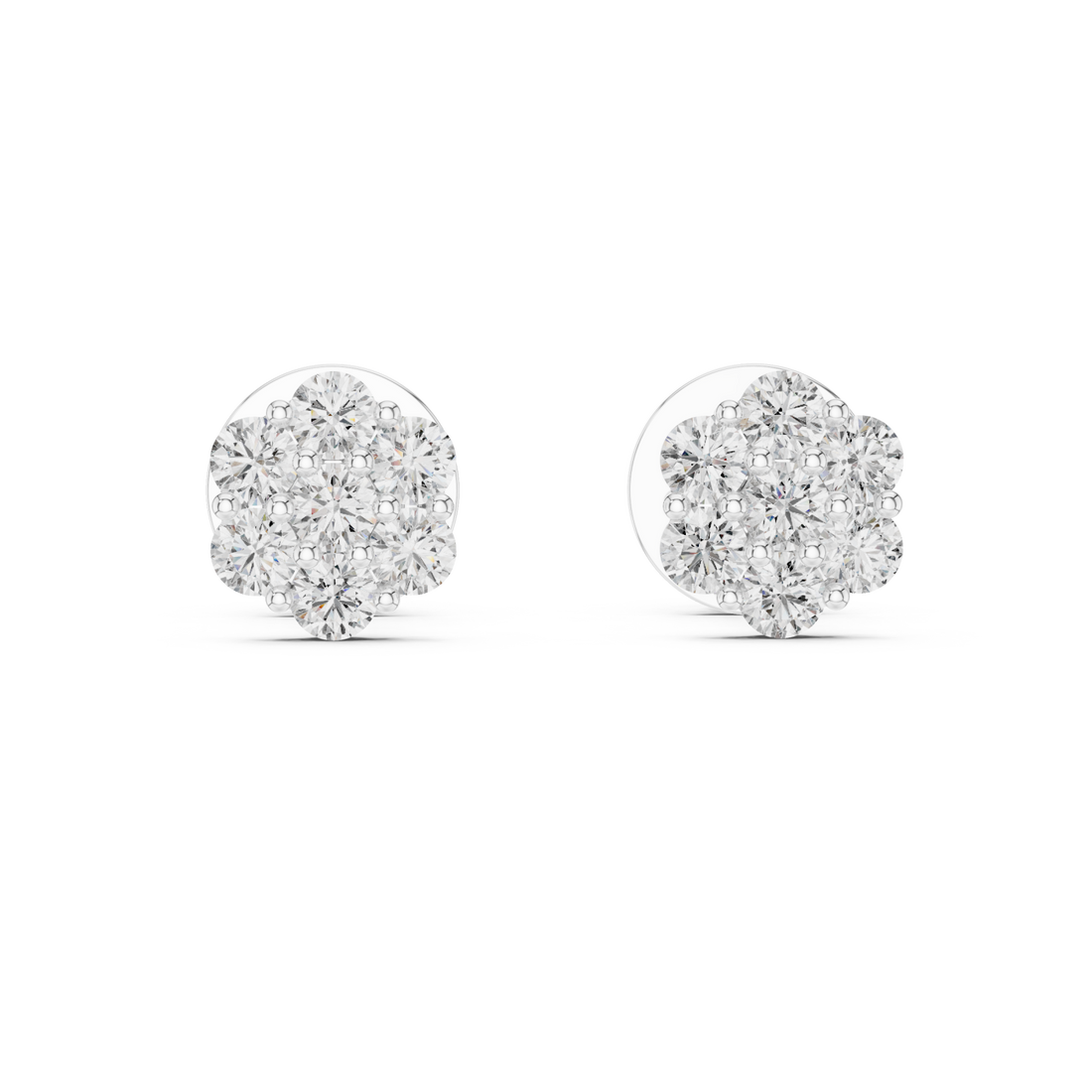  White Gold Petal Whisper Sparkle Stud Earrings Right View
