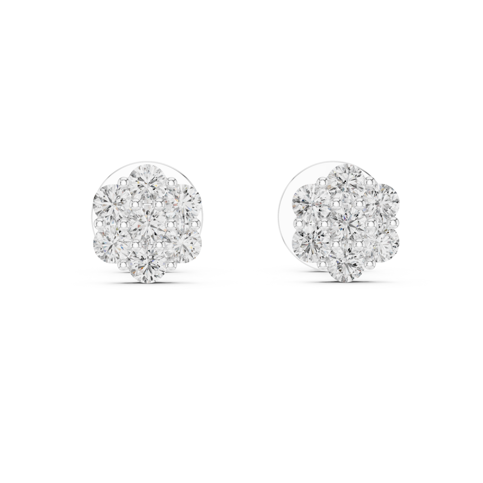  White Gold Petal Whisper Sparkle Stud Earrings Front View