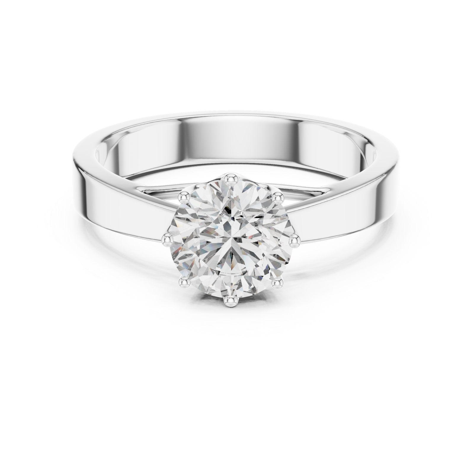 White Gold Celestial Embrace Classic Band Ring Front View