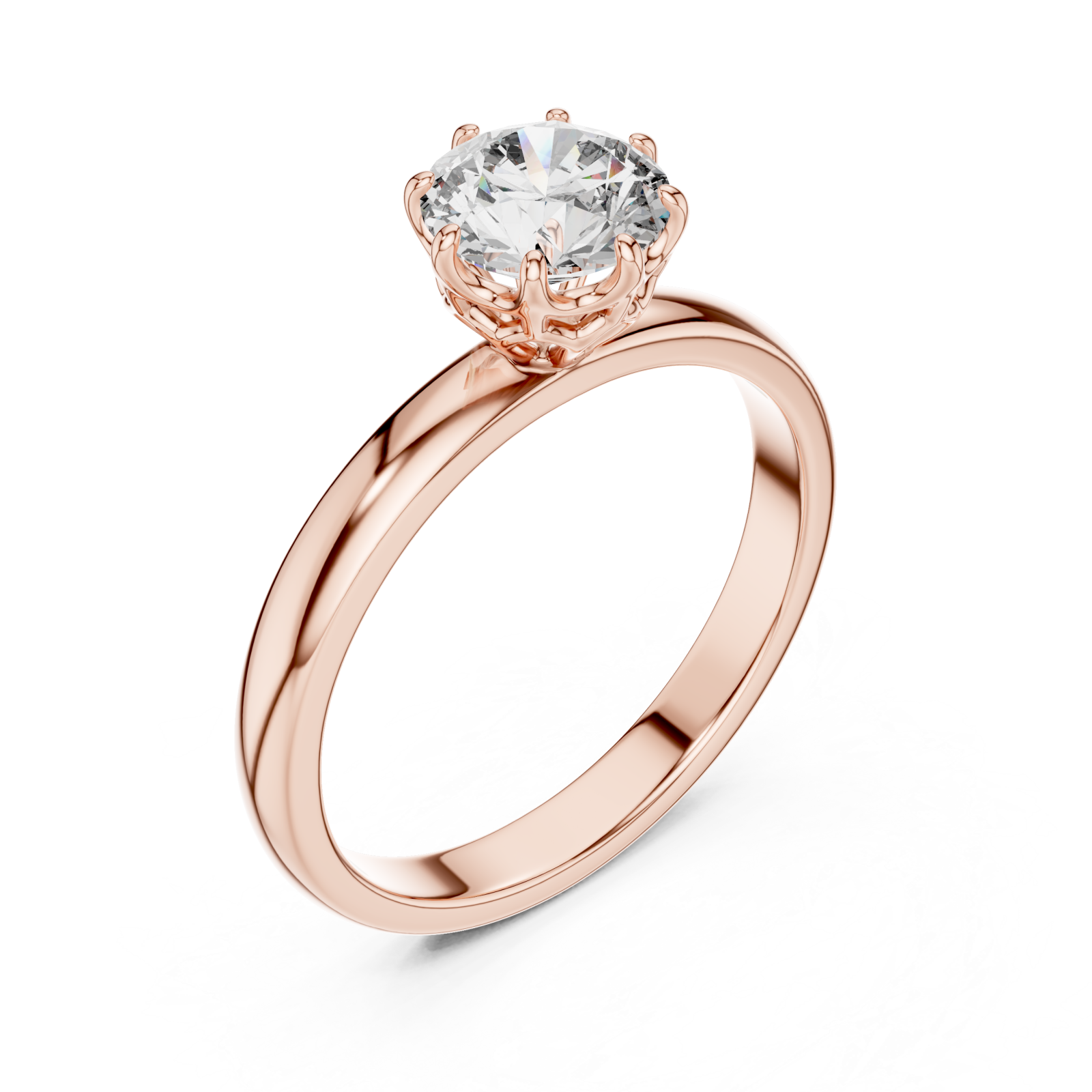  Rose Gold Floral Crest Solitaire Ring Right View
