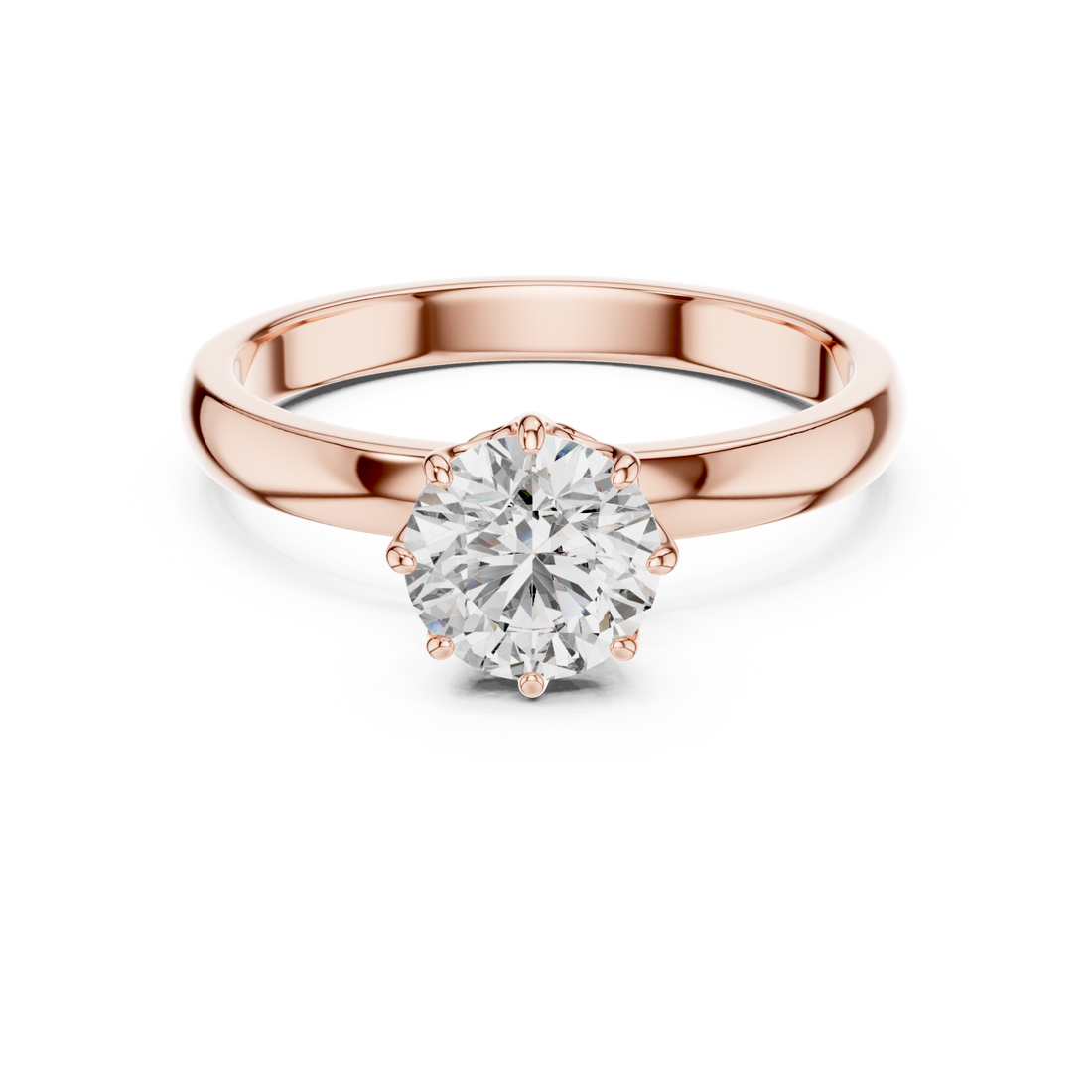  Rose Gold Floral Crest Solitaire Ring Right View