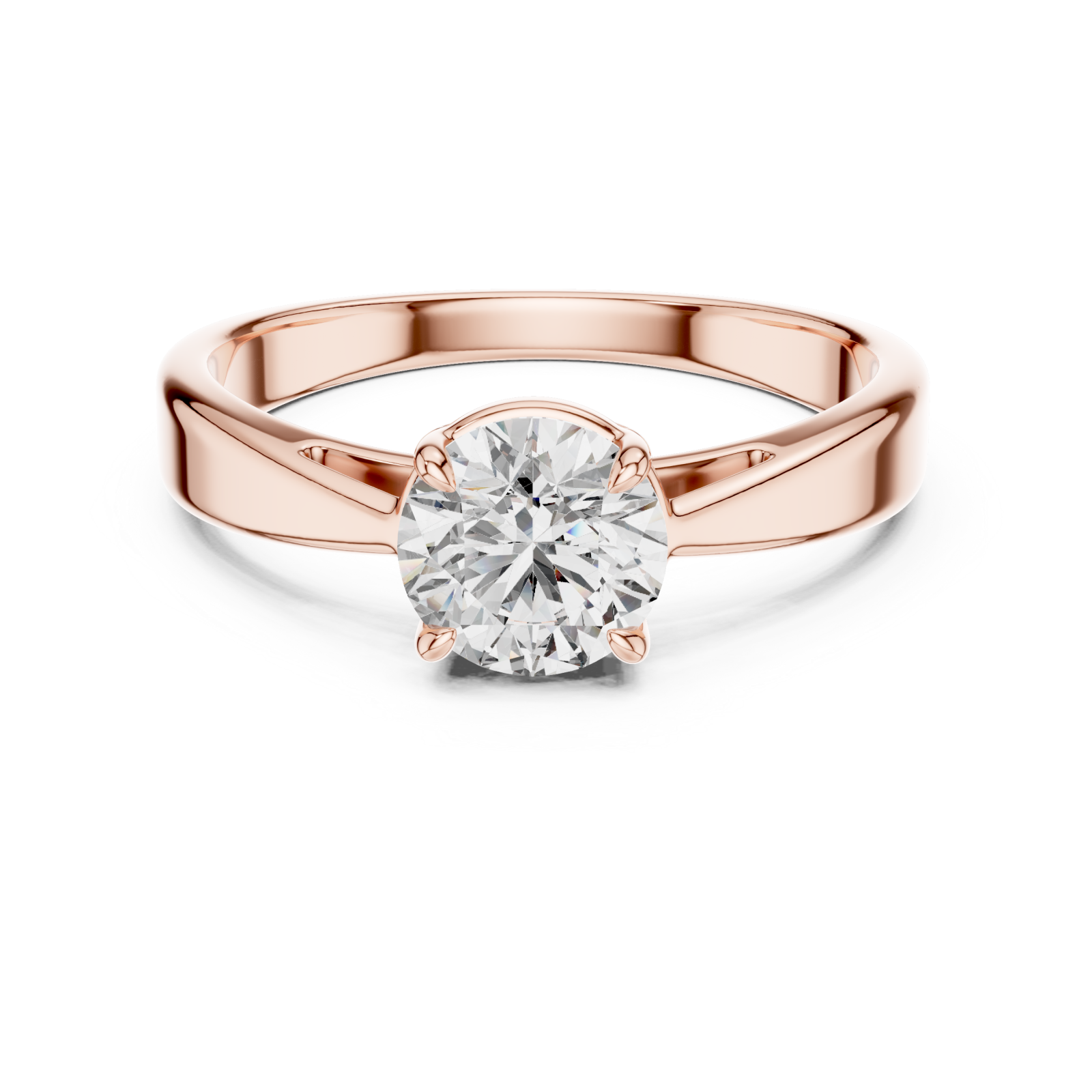  Rose Gold Celeste Embrace Solitaire Ring Front View
