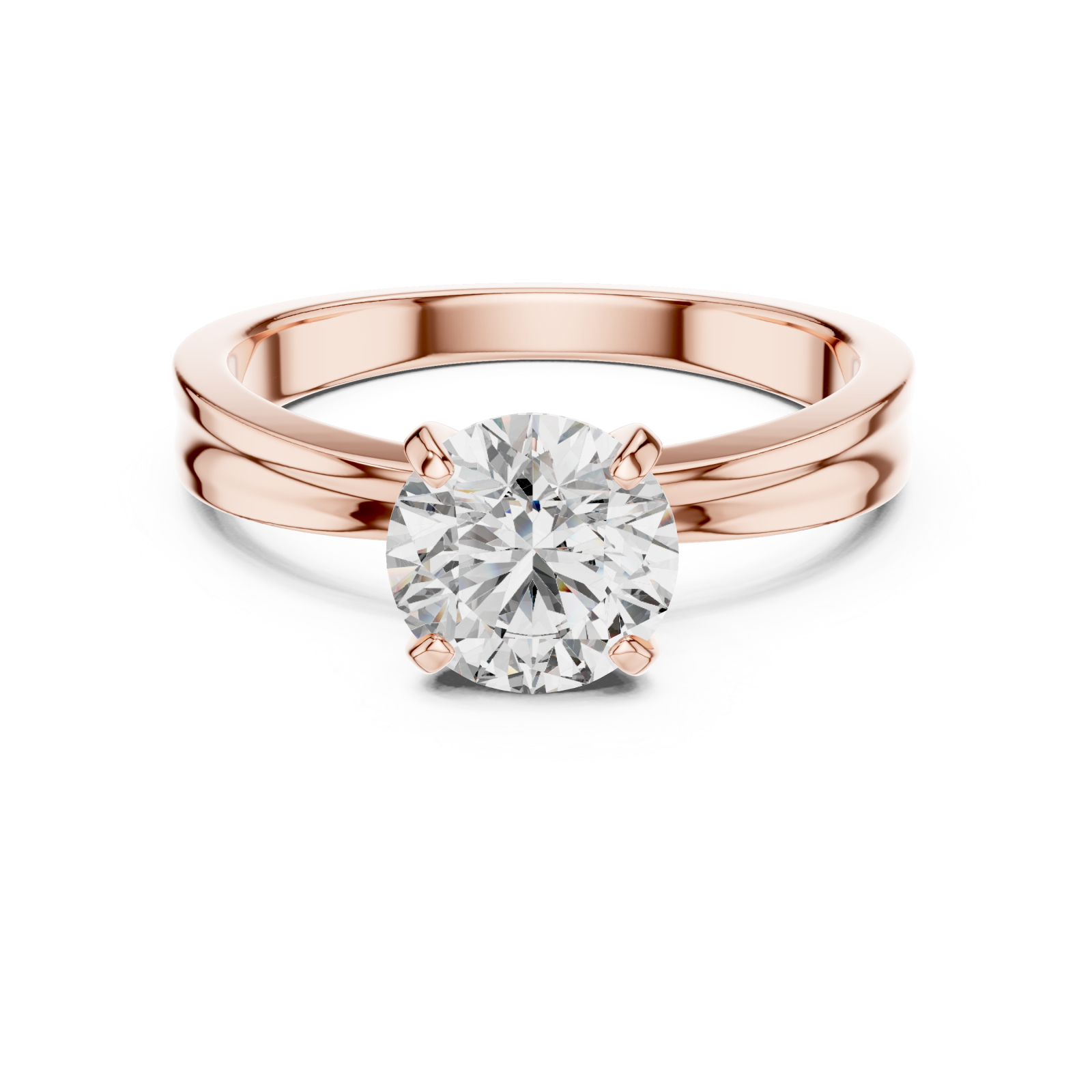  Rose Gold Beloved Aurora Solitaire Ring Front View