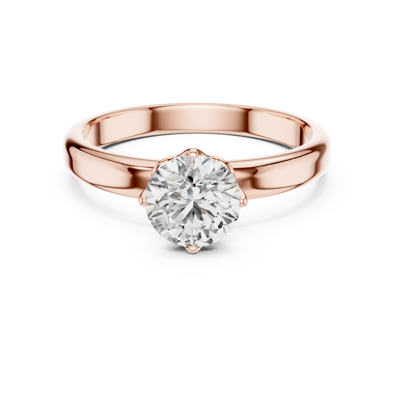  Rose Gold Aurora Whisper Solitaire Ring Front View