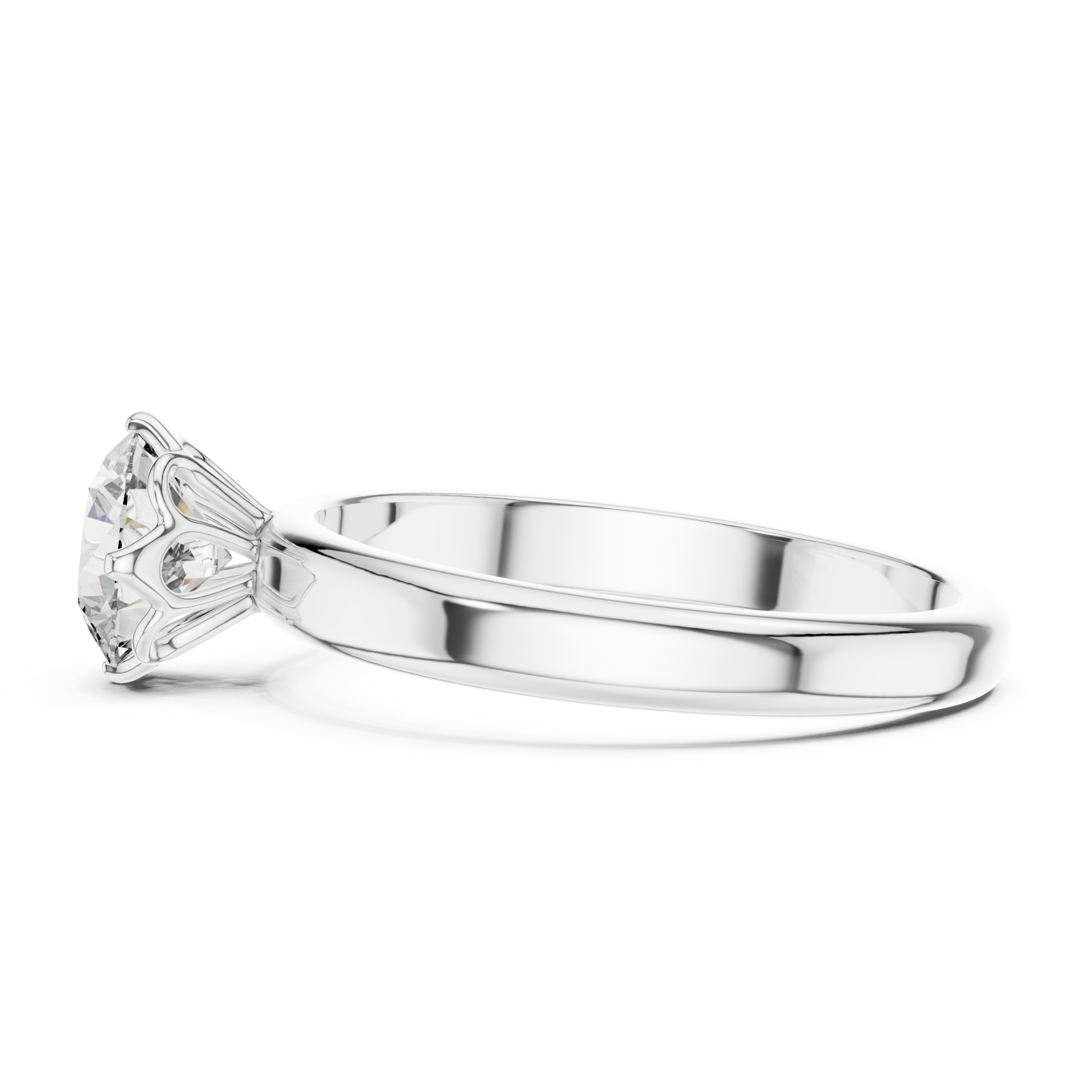  White Gold Aurora Whisper Solitaire Ring Side View