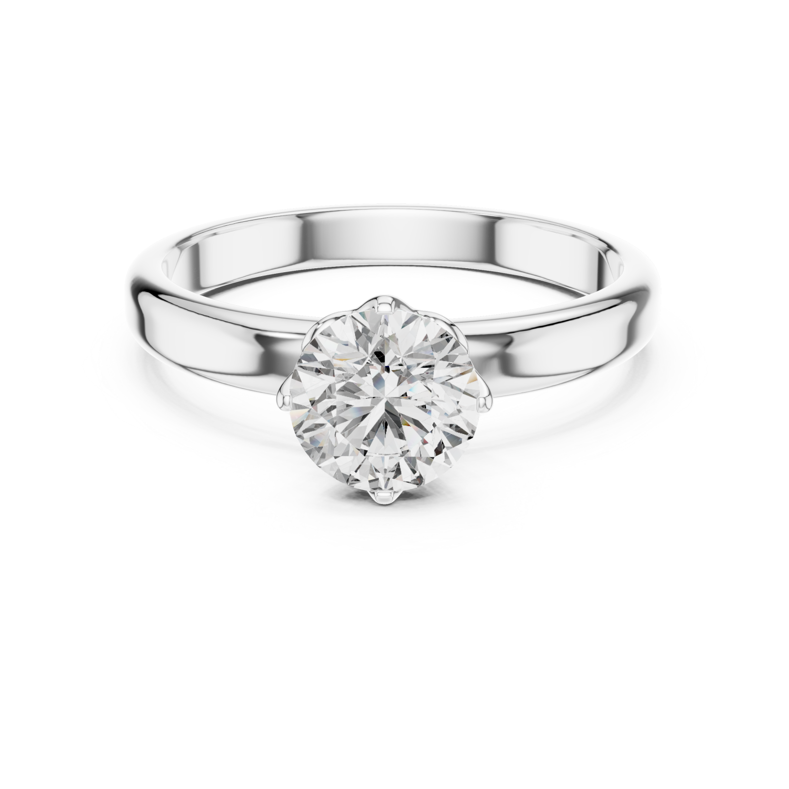  White Gold Aurora Whisper Solitaire Ring Front View