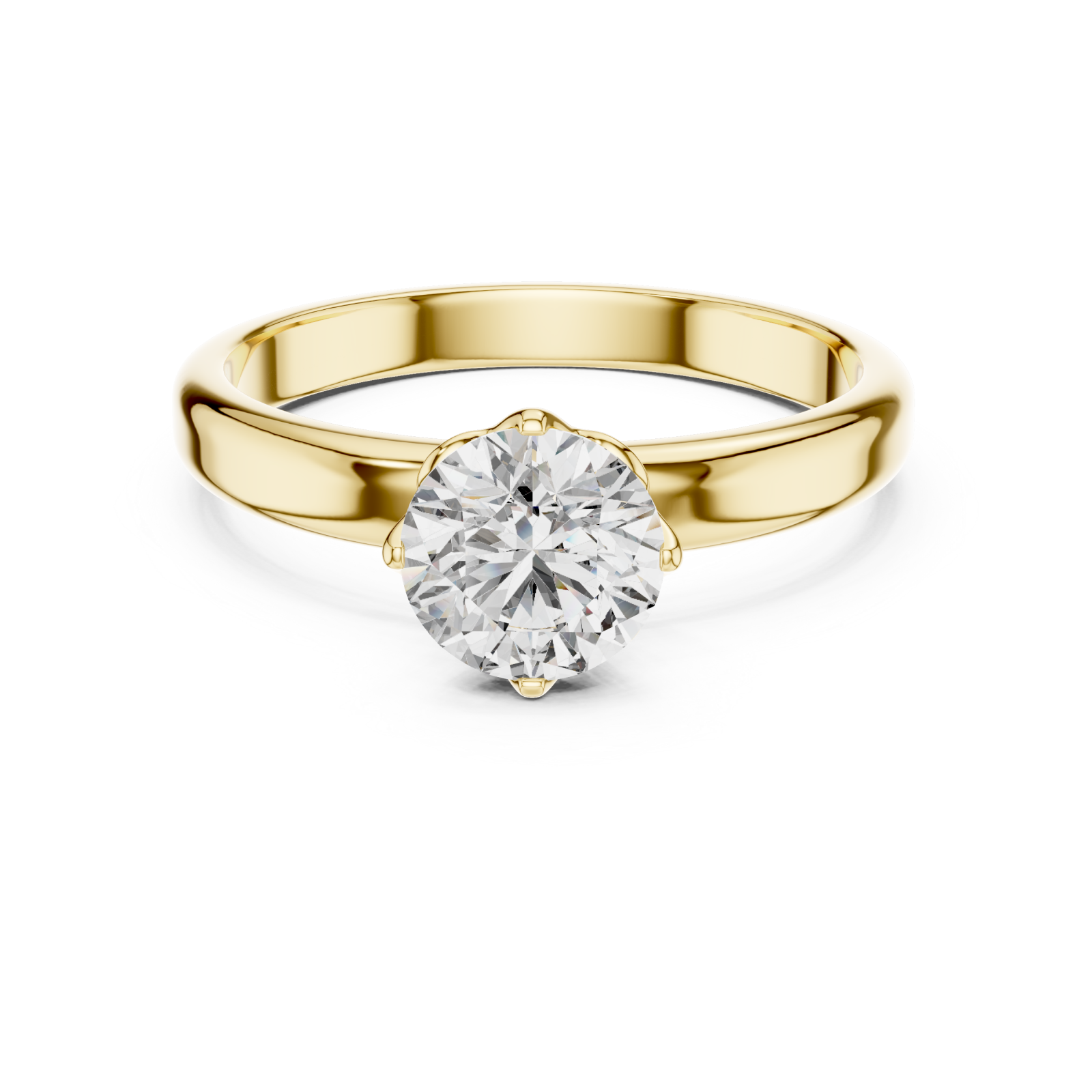  Gold Aurora Whisper Solitaire Ring Front View