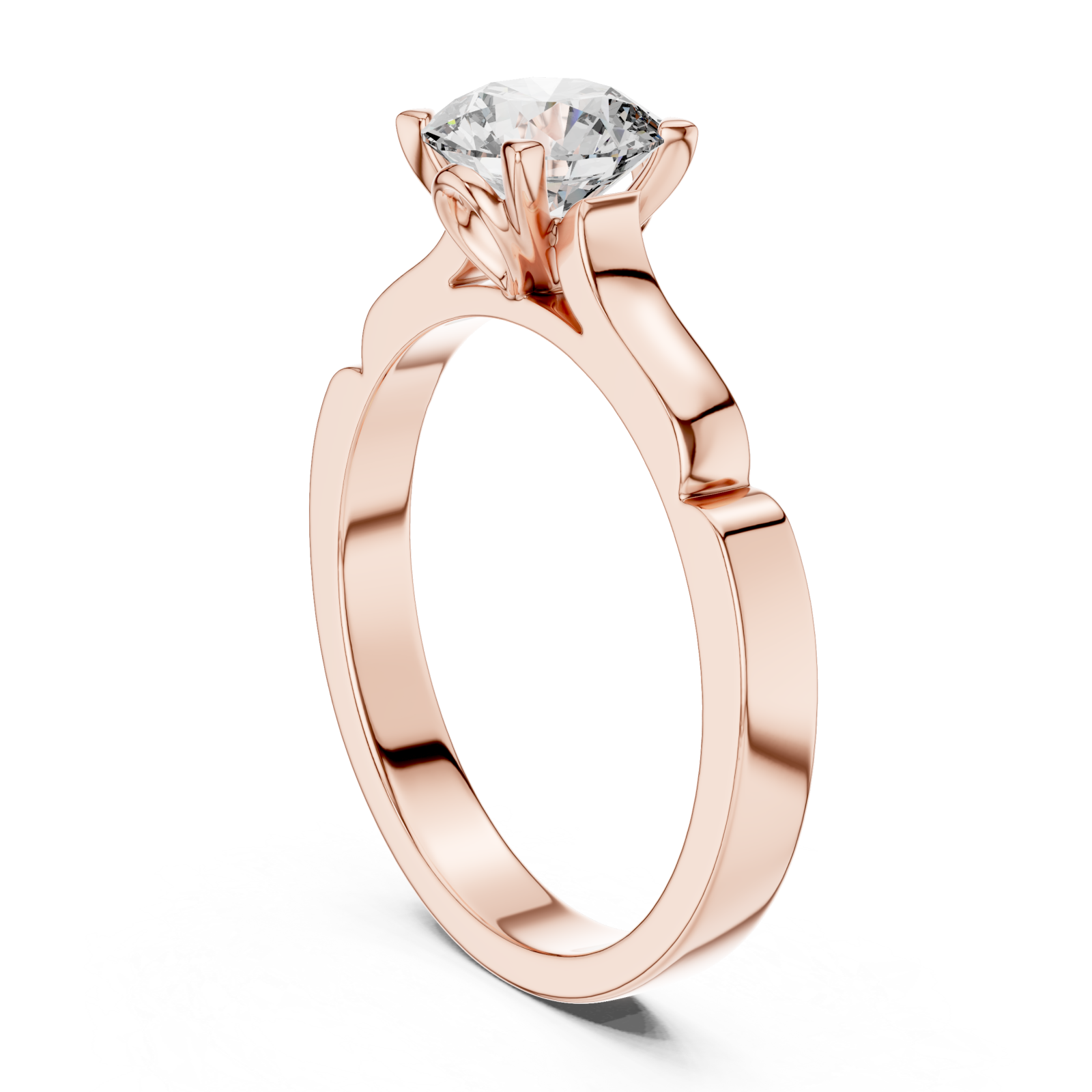  Rose Gold Delicate Embrace Modern Solitaire Ring Left View